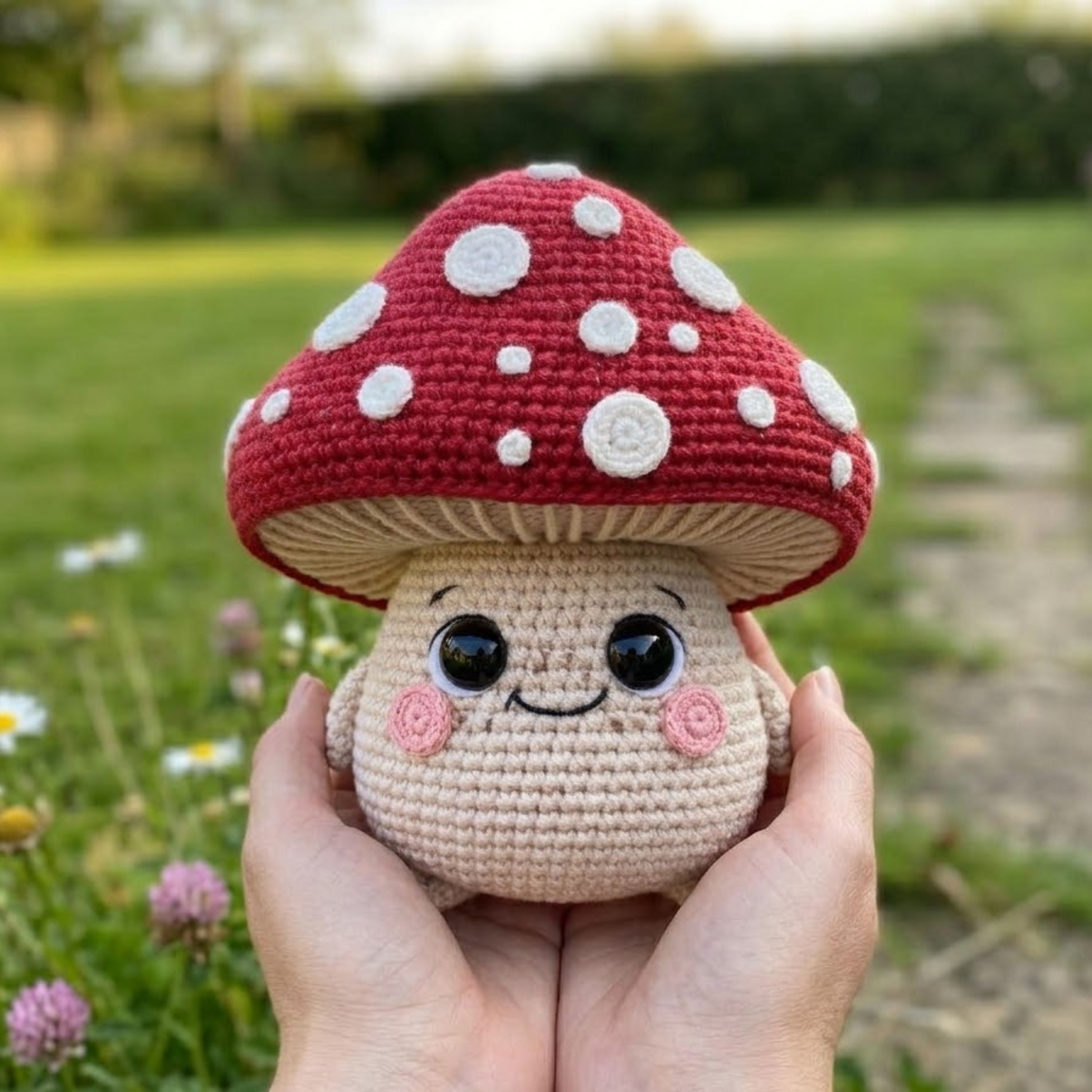 Cute Crochet Mushroom Plush, Kawaii Amigurumi Toadstool Doll, Handmade Cottagecore Nursery Decor Gift, Woodland Soft Toy Sizes 4-12in Decor