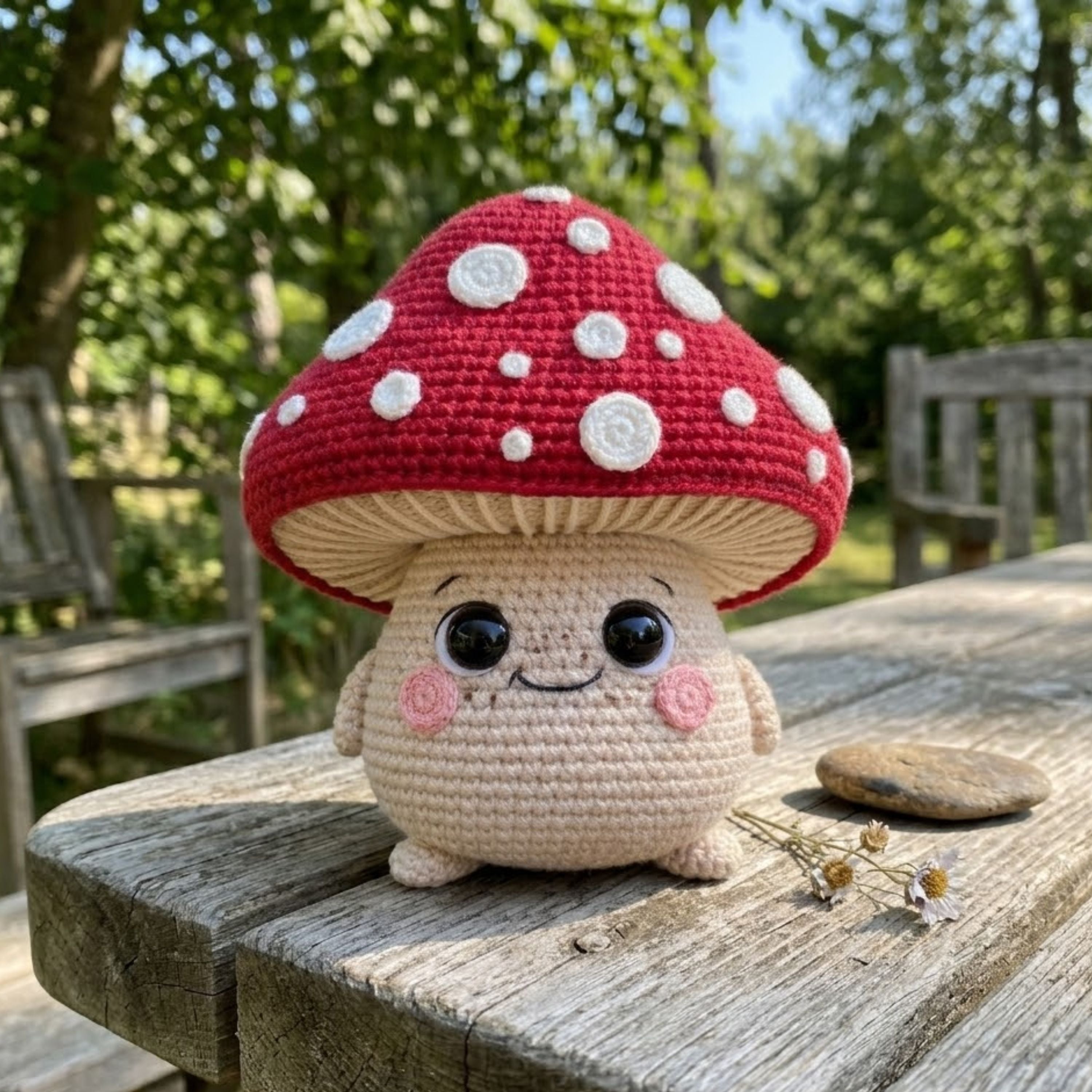 Cute Crochet Mushroom Plush, Kawaii Amigurumi Toadstool Doll, Handmade Cottagecore Nursery Decor Gift, Woodland Soft Toy Sizes 4-12in Decor