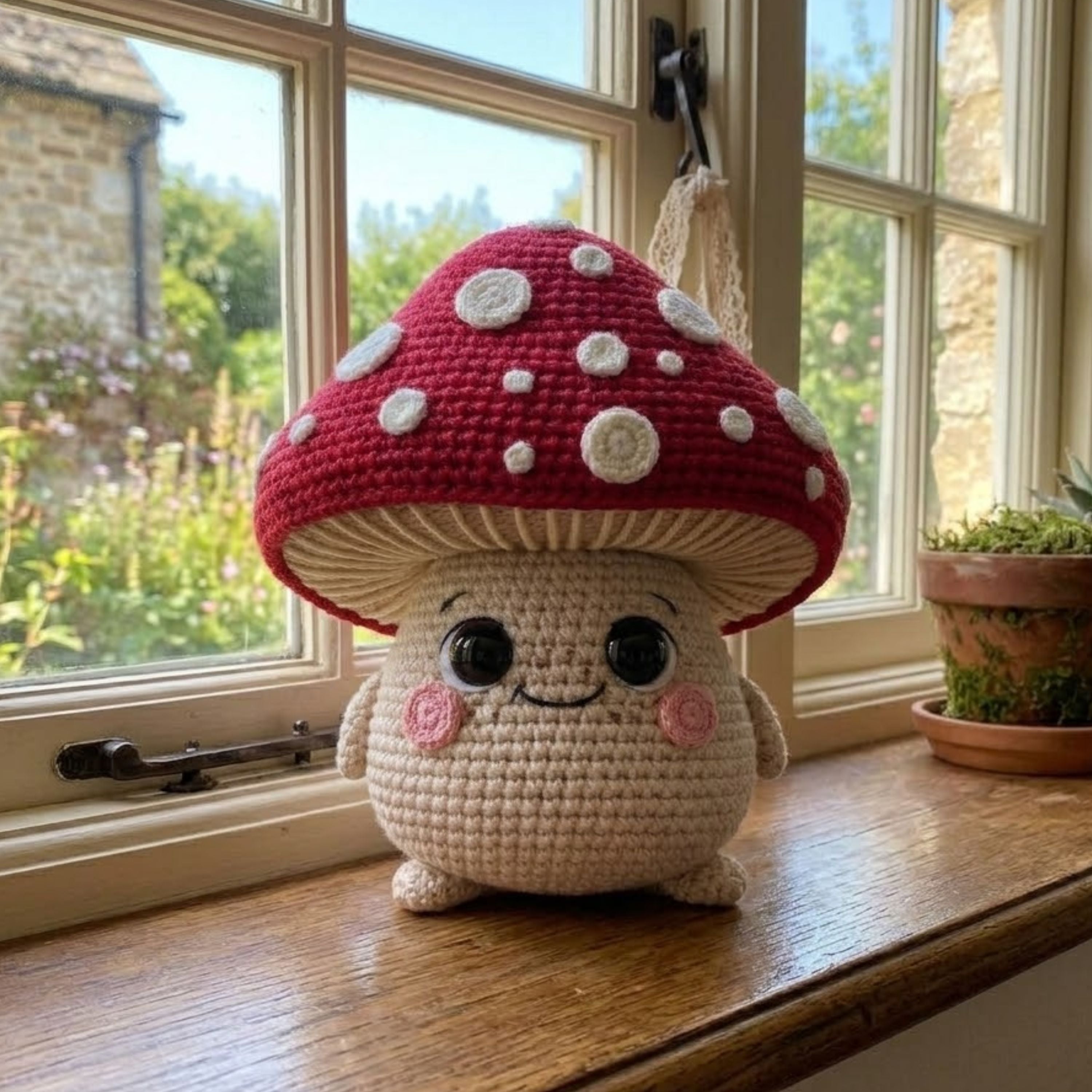 Cute Crochet Mushroom Plush, Kawaii Amigurumi Toadstool Doll, Handmade Cottagecore Nursery Decor Gift, Woodland Soft Toy Sizes 4-12in Decor