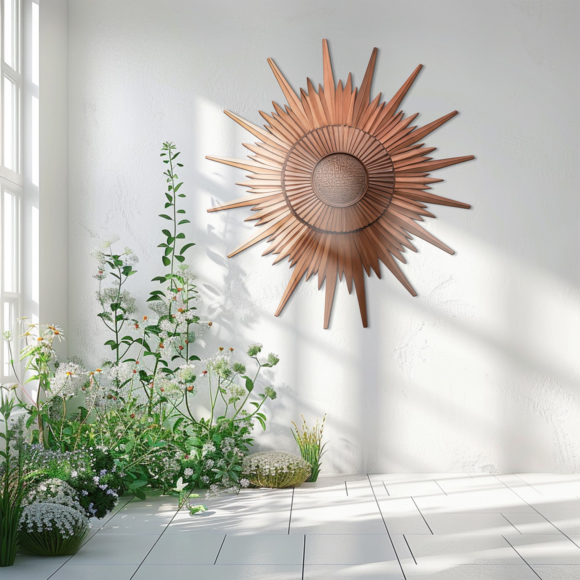 Sunburst Metal Wall Art – Modern Geometric Aluminum Wall Decor for Living Room