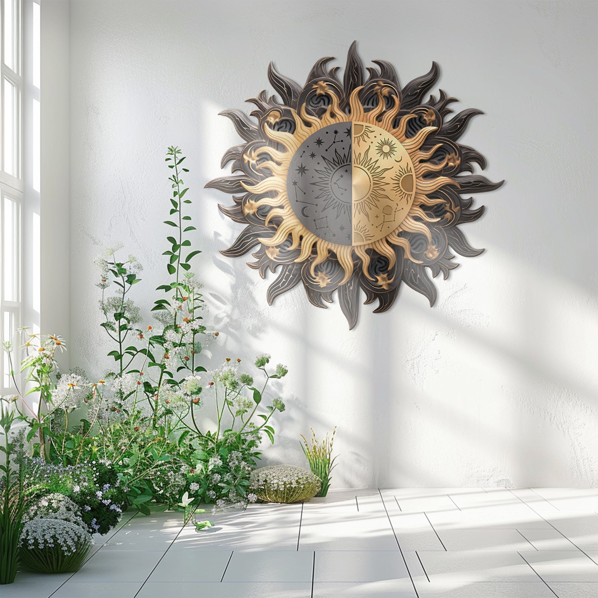 Sun Moon Wall Art – Celestial Boho UV Printed Decor for Indoor &amp; Outdoor Spaces