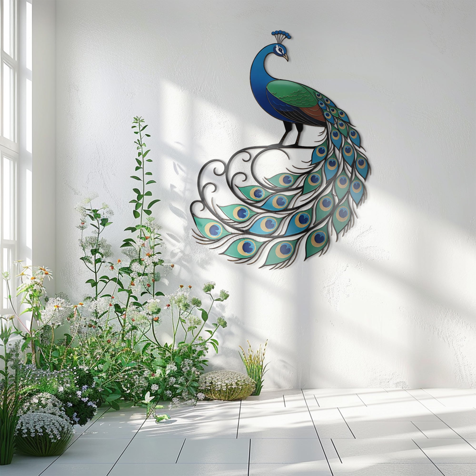 Peacock Wall Decor – Elegant Nature-Inspired Metal Art Decor for Home &amp; Garden