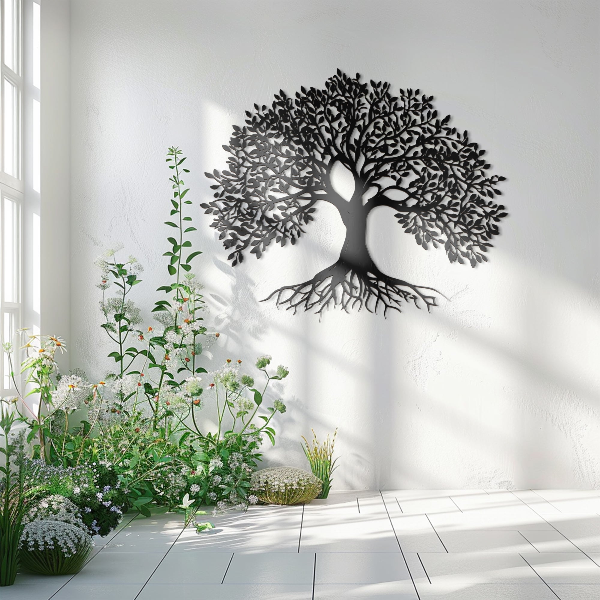Tree of Life – Black Silhouette Metal Wall Art Decor for Home &amp; Garden