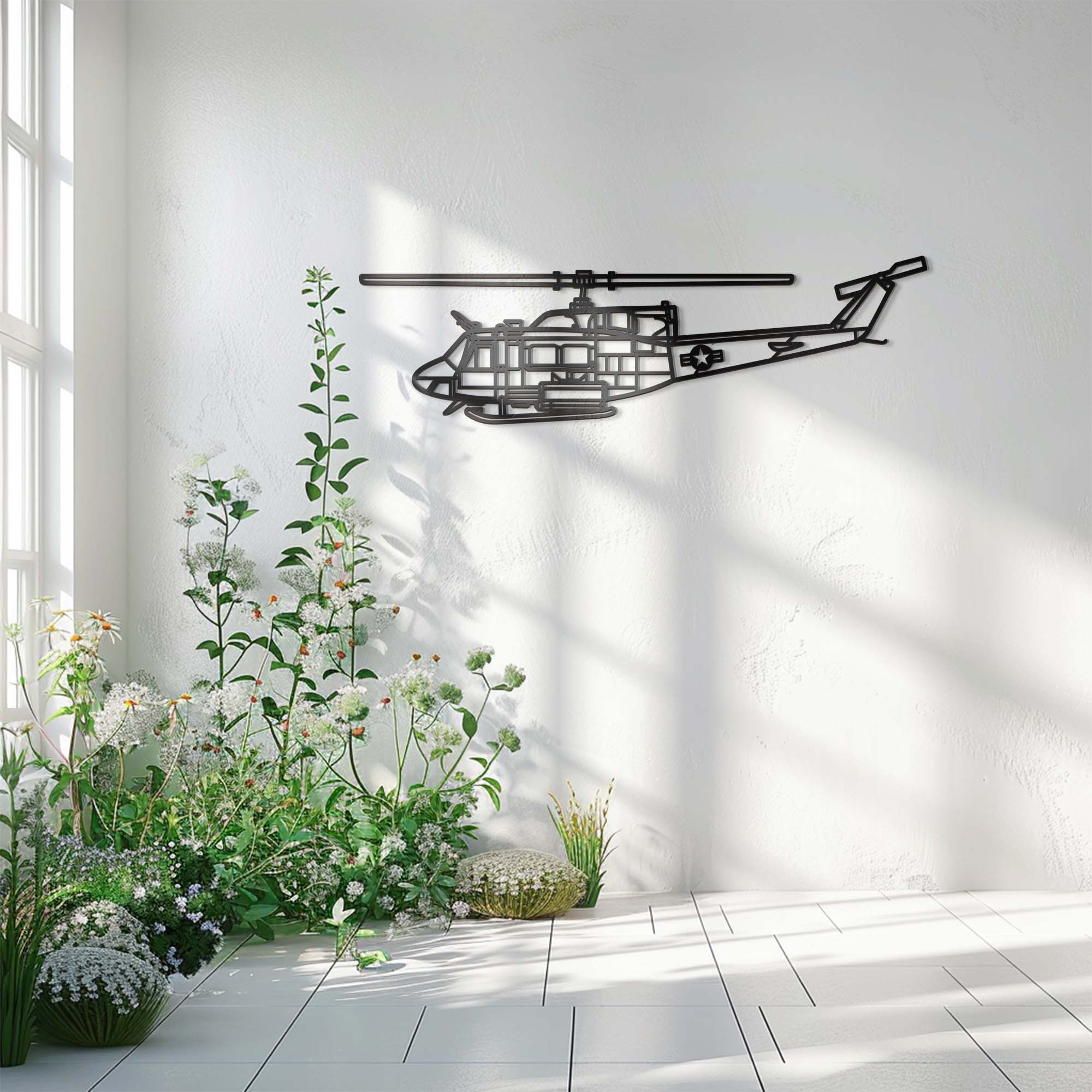 Helicopter Wall Art – Military Aviation UV Printed Aluminum Decor for Indoor Outdoor Wall Display