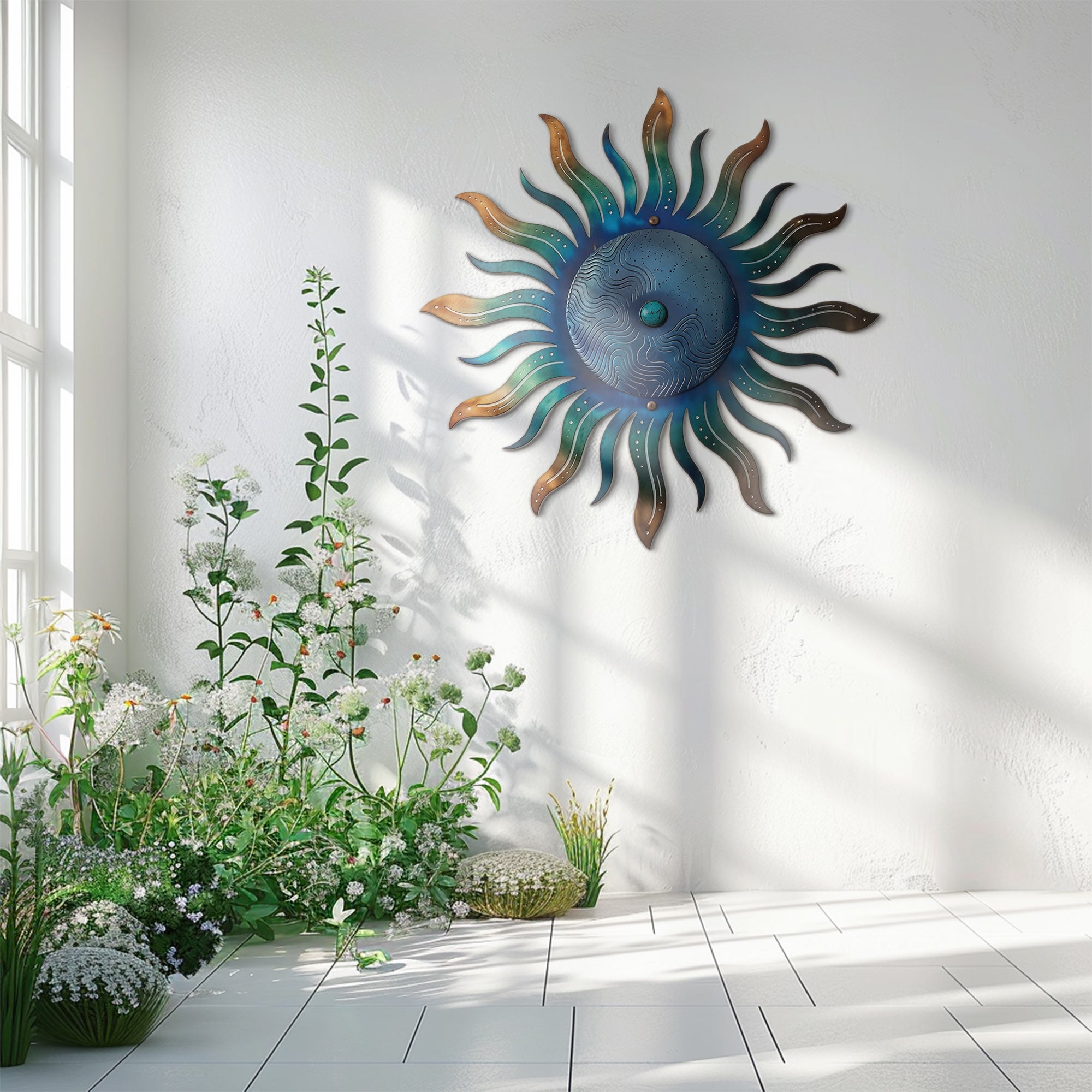Sun Metal Wall Art – Boho Coastal Wall Decor for Home Space