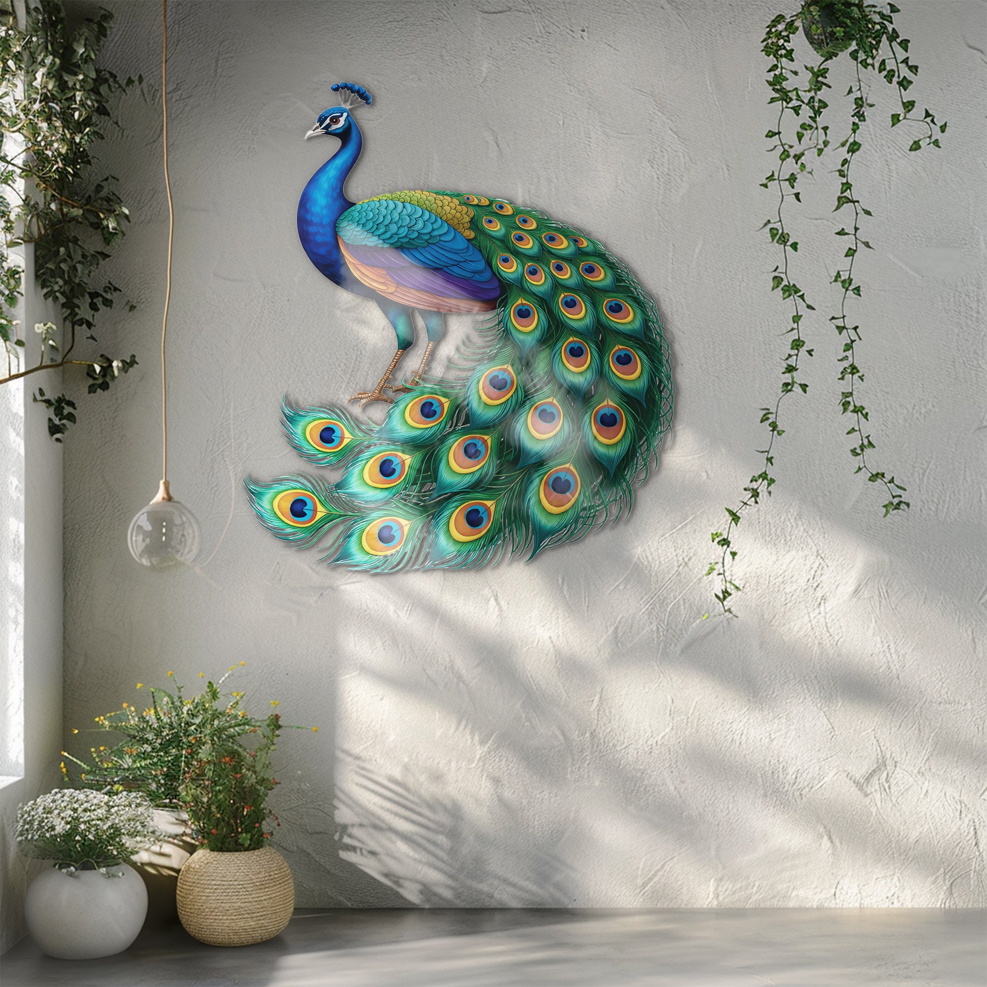 Peacock Wall Art – Vibrant Tropical Style Aluminum Wall Decor for Home