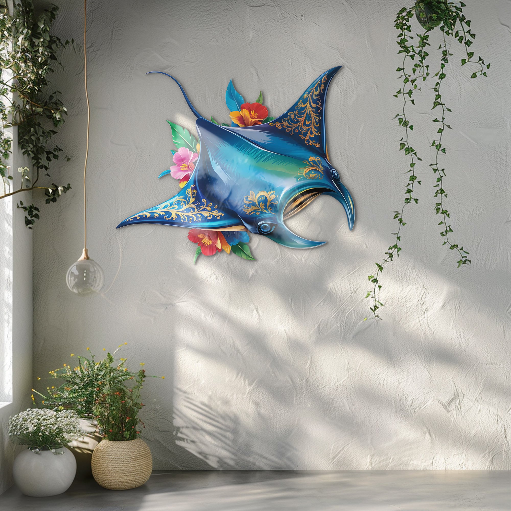 Stingray Wall Art – Elegant Marine Style Aluminum Wall Decor for Home