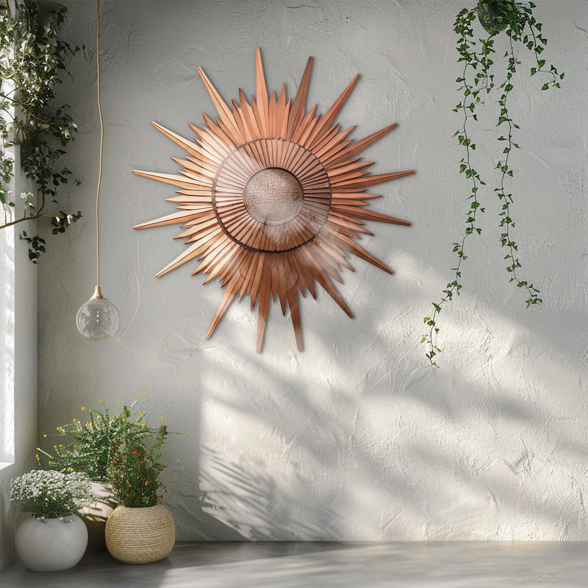 Sunburst Metal Wall Art – Modern Geometric Aluminum Wall Decor for Living Room