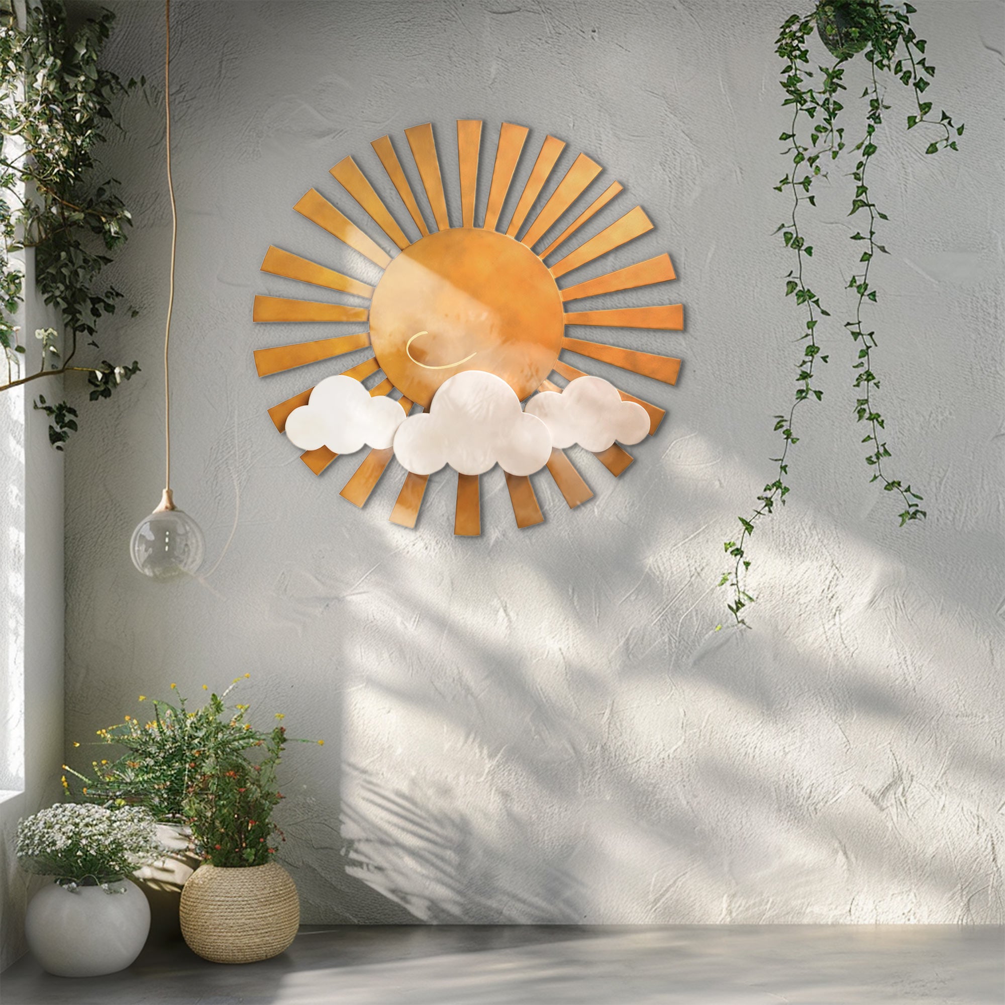 Sun Metal Wall Art – Minimal Cute Aluminum Wall Decor for Living Room