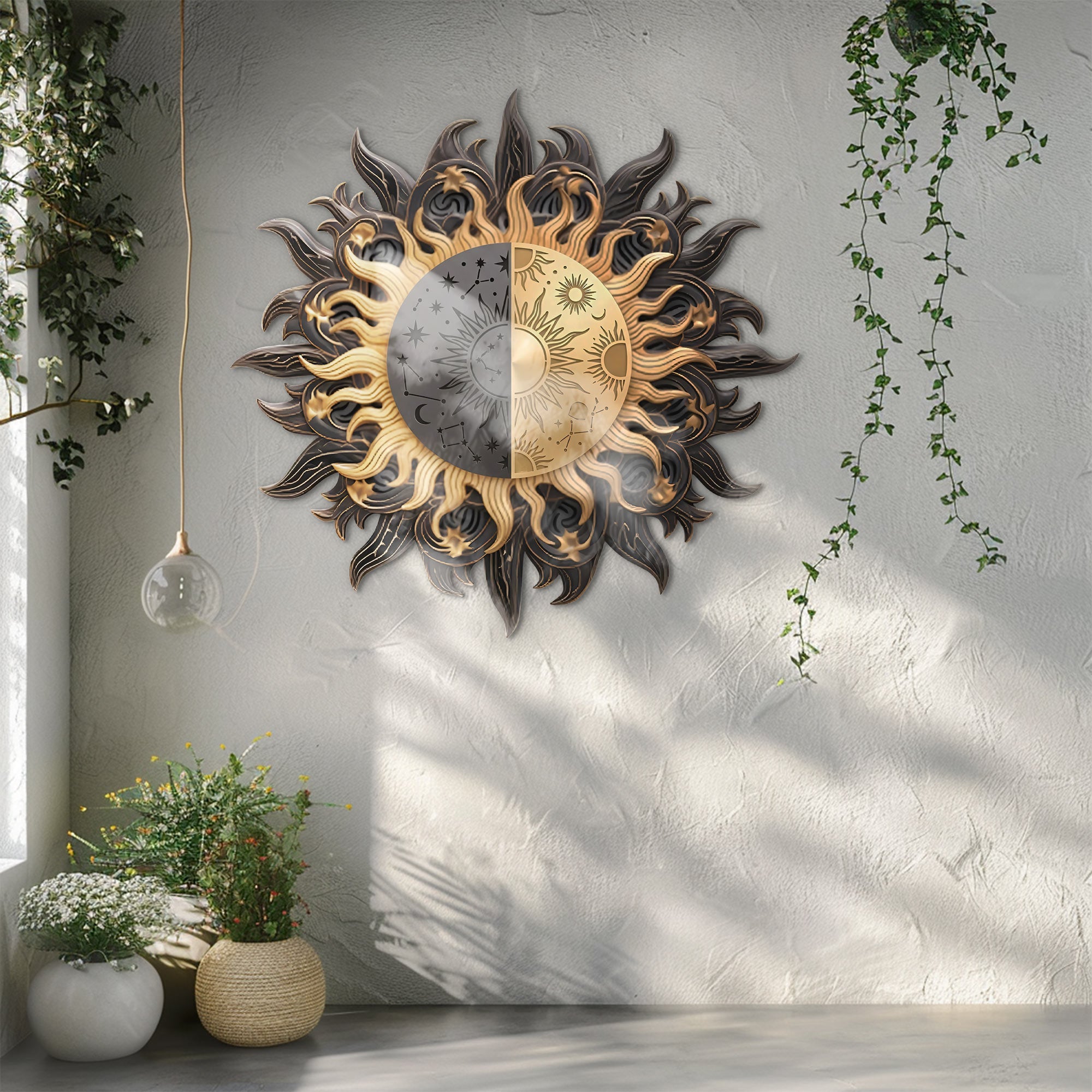 Sun Moon Wall Art – Celestial Boho UV Printed Decor for Indoor &amp; Outdoor Spaces