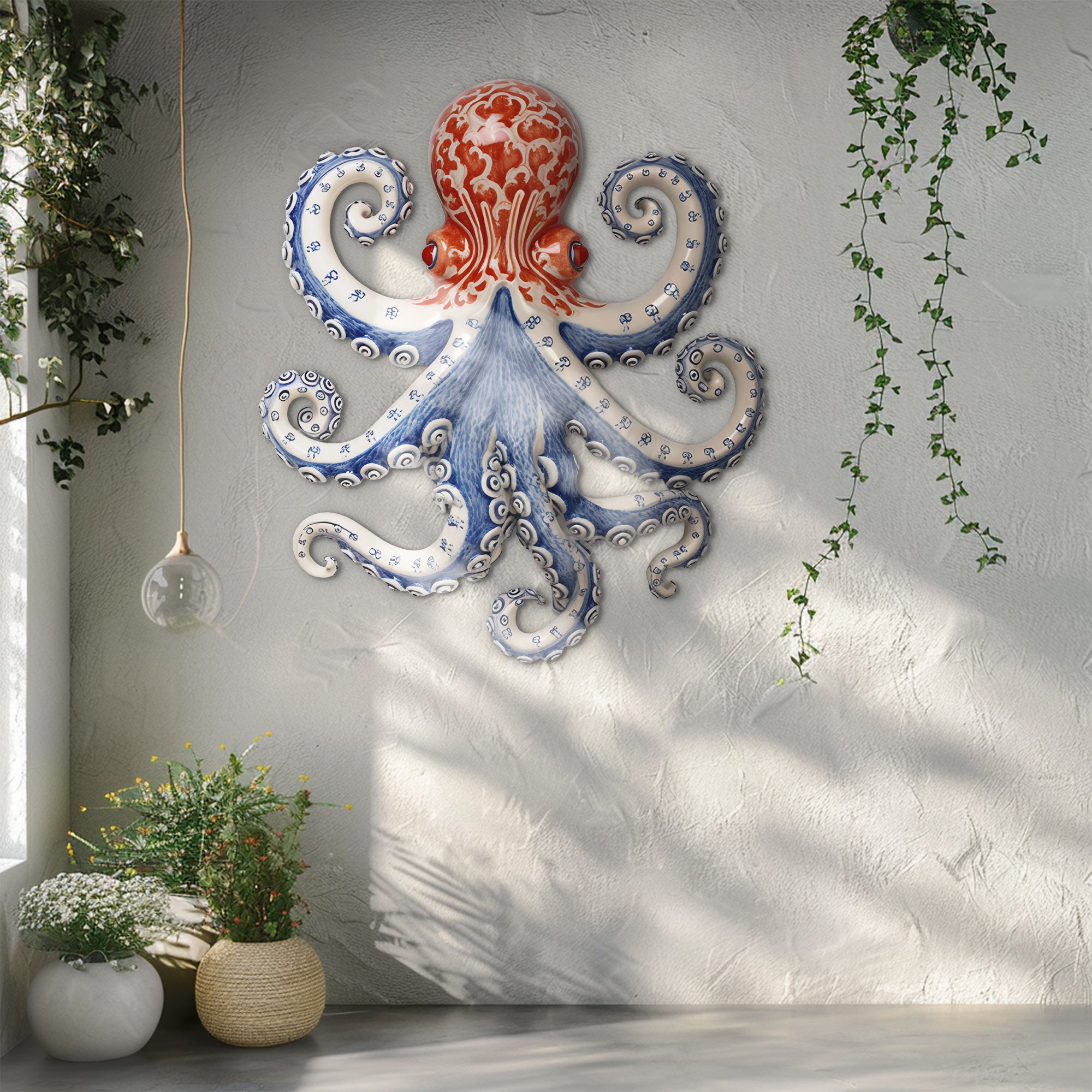 Octopus Metal Wall Art – Coastal UV Printed Aluminum Decor for Outdoor Beach Space
