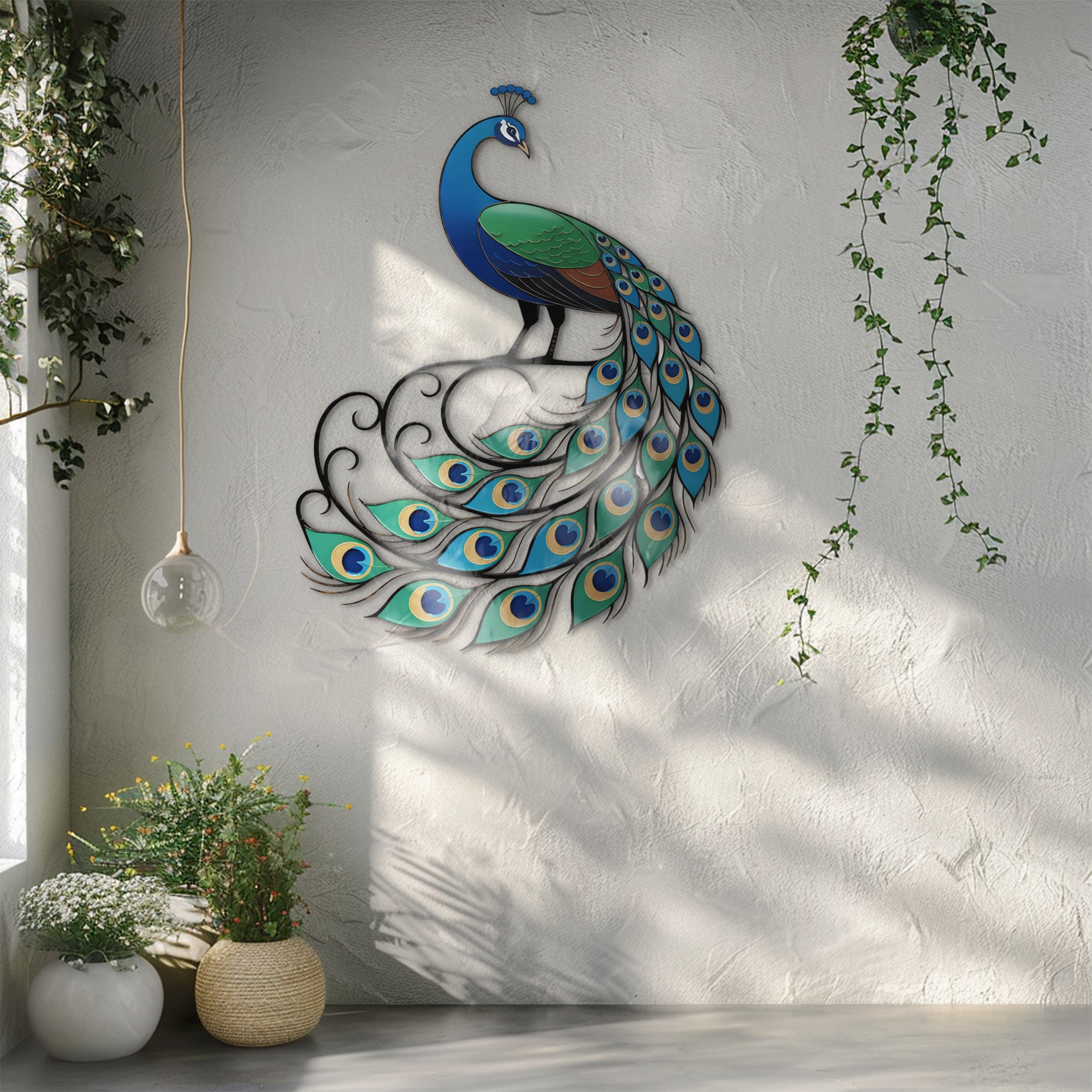 Peacock Wall Decor – Elegant Nature-Inspired Metal Art Decor for Home &amp; Garden