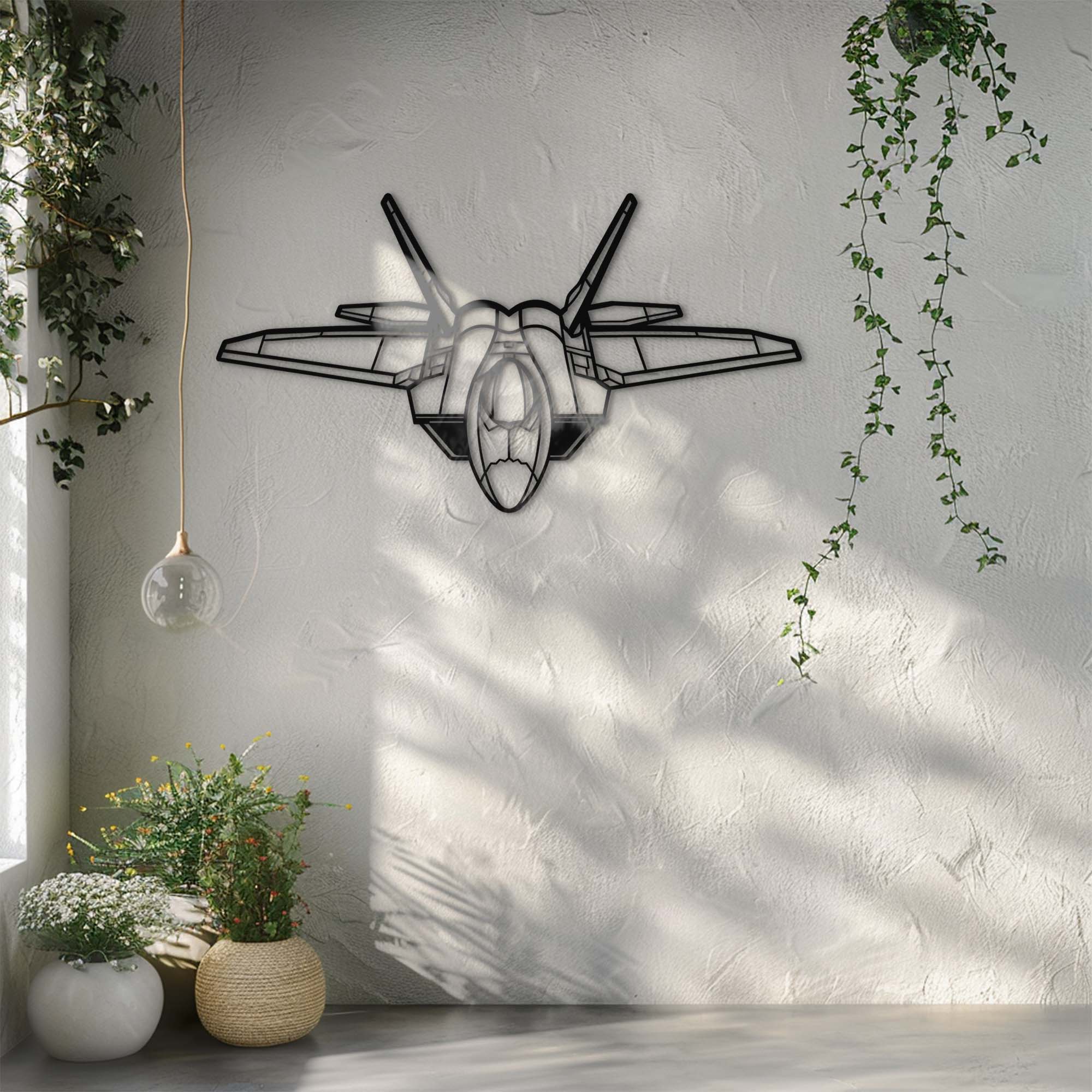 Fighter Jet Wall Art – Minimalist Aviation UV Printed Aluminum Decor for Indoor Outdoor Wall Display