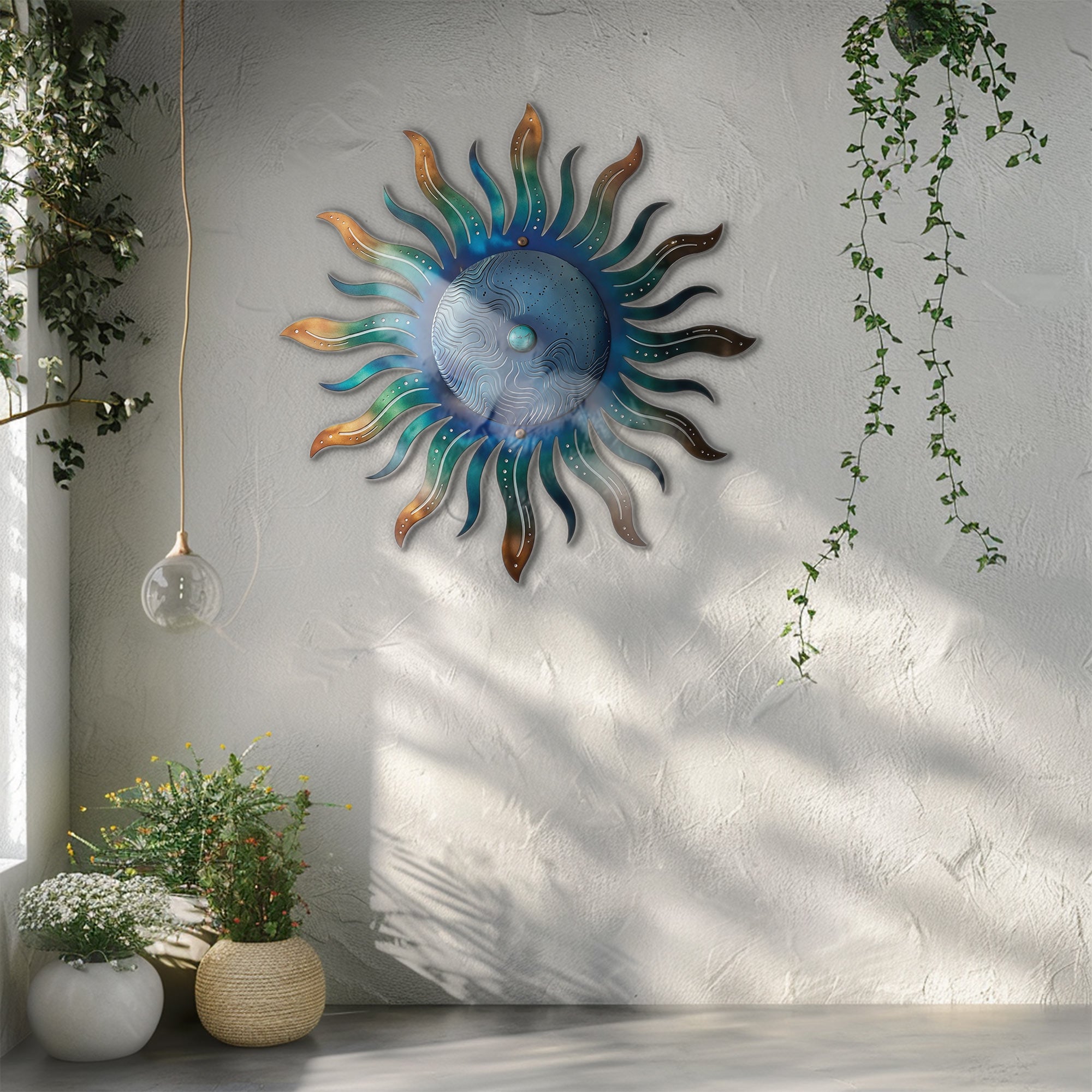 Sun Metal Wall Art – Boho Coastal Wall Decor for Home Space