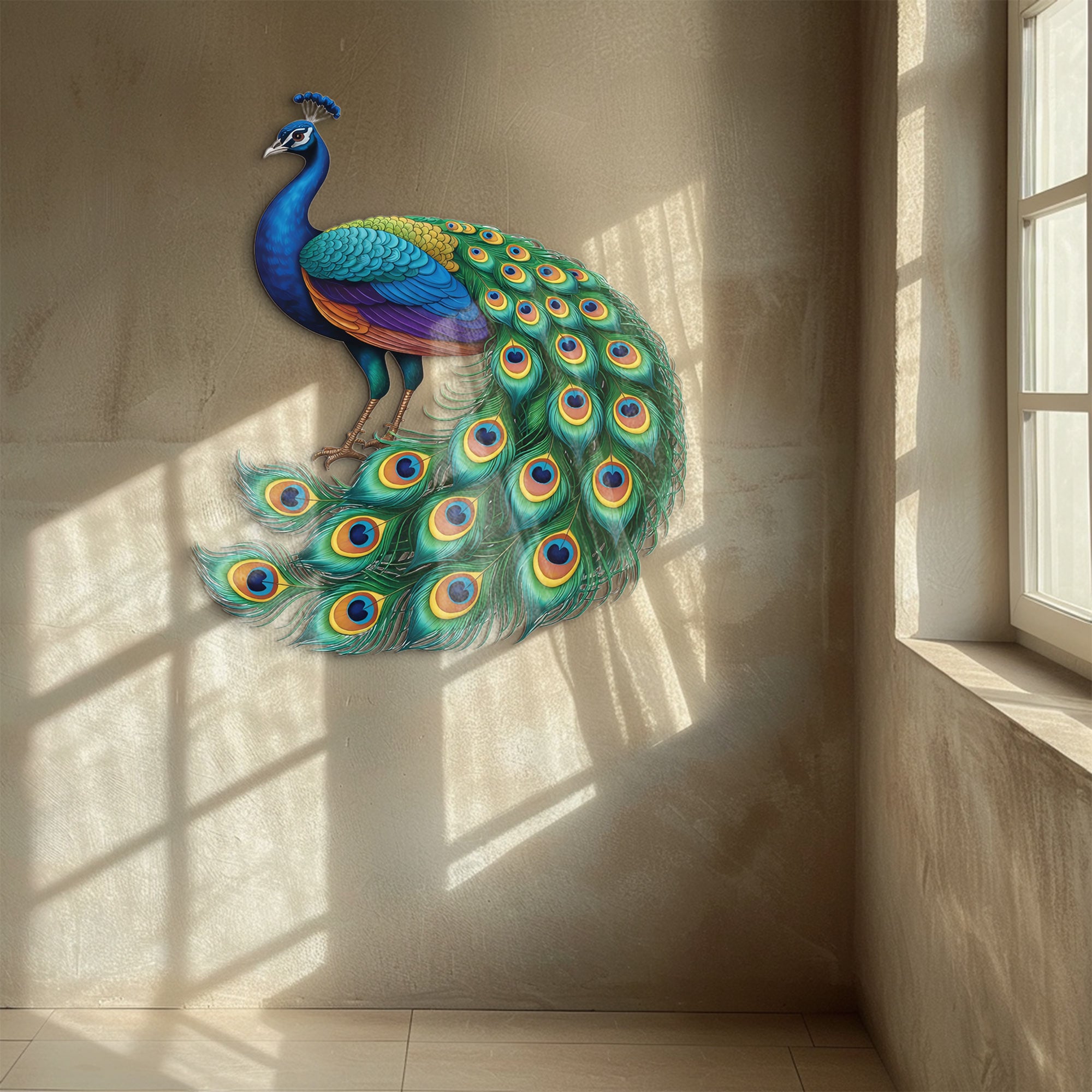 Peacock Wall Art – Vibrant Tropical Style Aluminum Wall Decor for Home