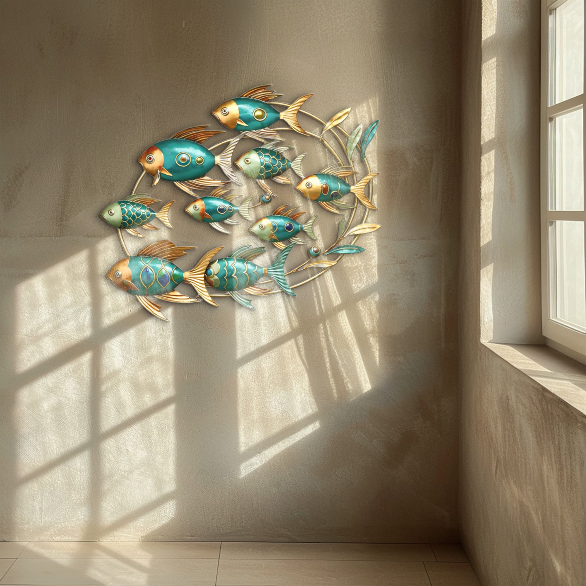 Fish Metal Wall Art – Coastal Modern Aluminum Wall Decor for Living Room