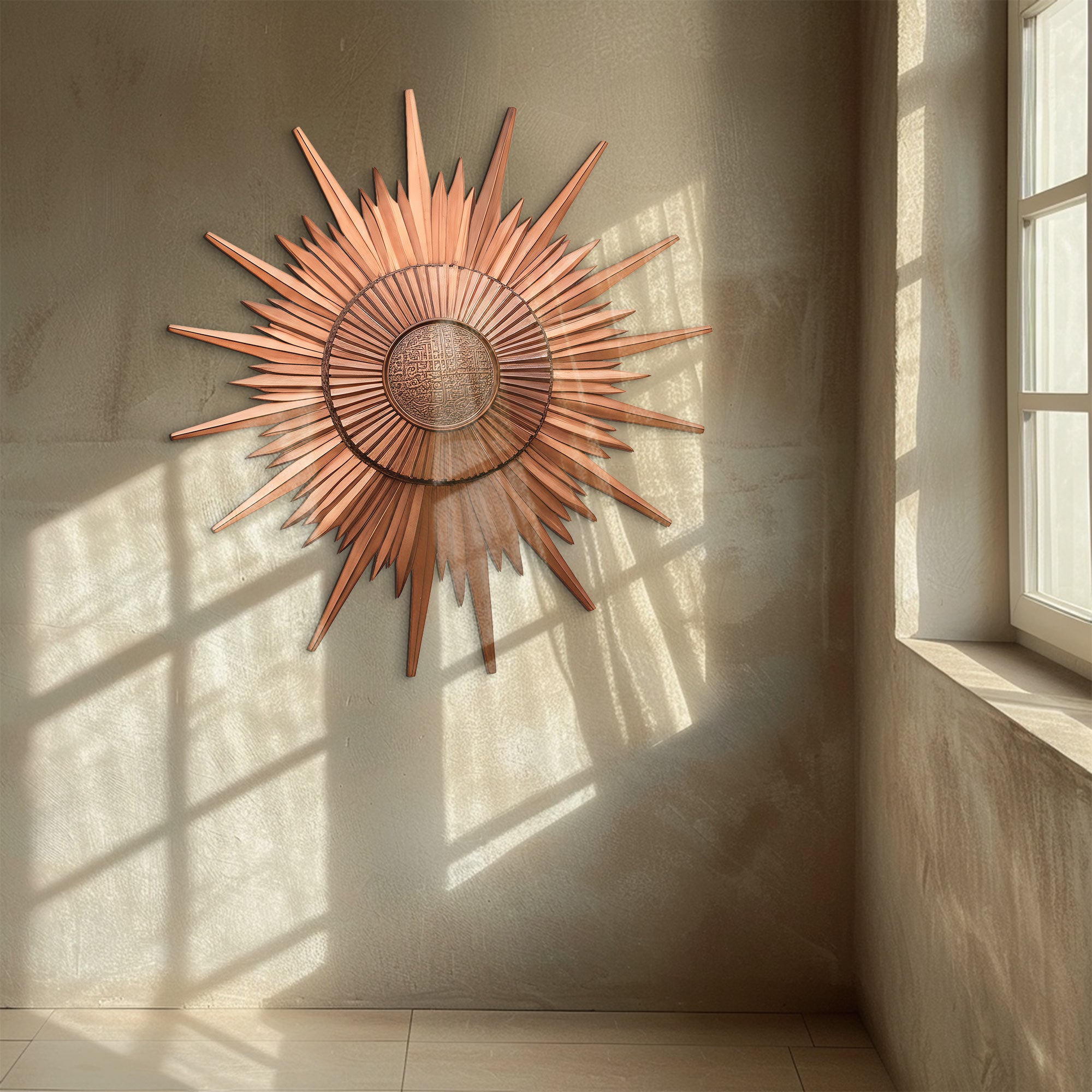 Sunburst Metal Wall Art – Modern Geometric Aluminum Wall Decor for Living Room