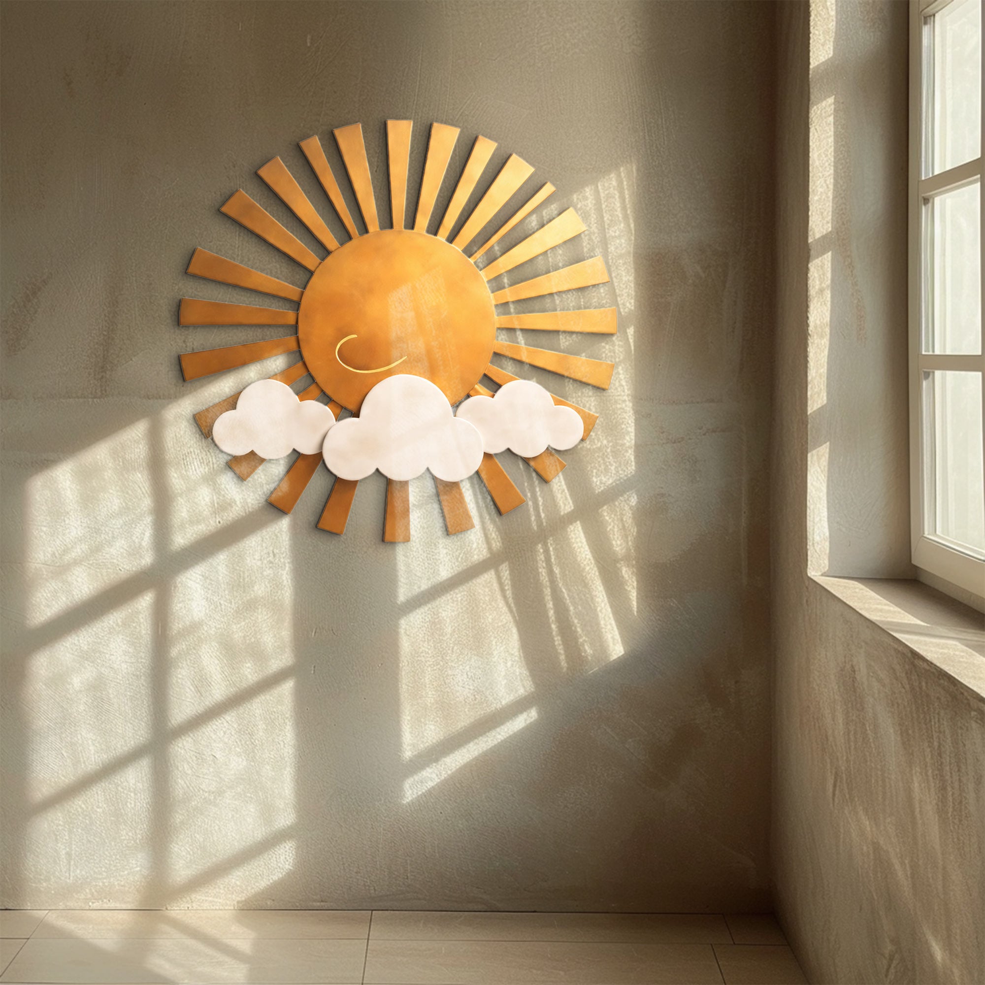 Sun Metal Wall Art – Minimal Cute Aluminum Wall Decor for Living Room