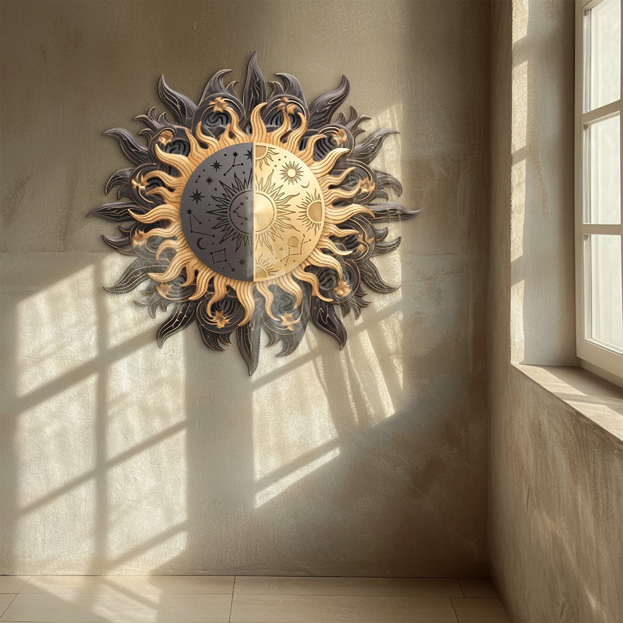 Sun Moon Wall Art – Celestial Boho UV Printed Decor for Indoor &amp; Outdoor Spaces