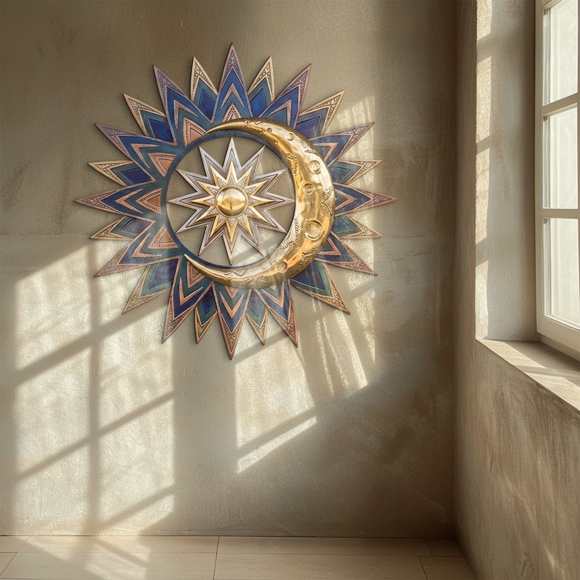 Sun Moon Wall Art – Boho Celestial Style UV Printed Metal Decor for Living Room &amp; Bedroom