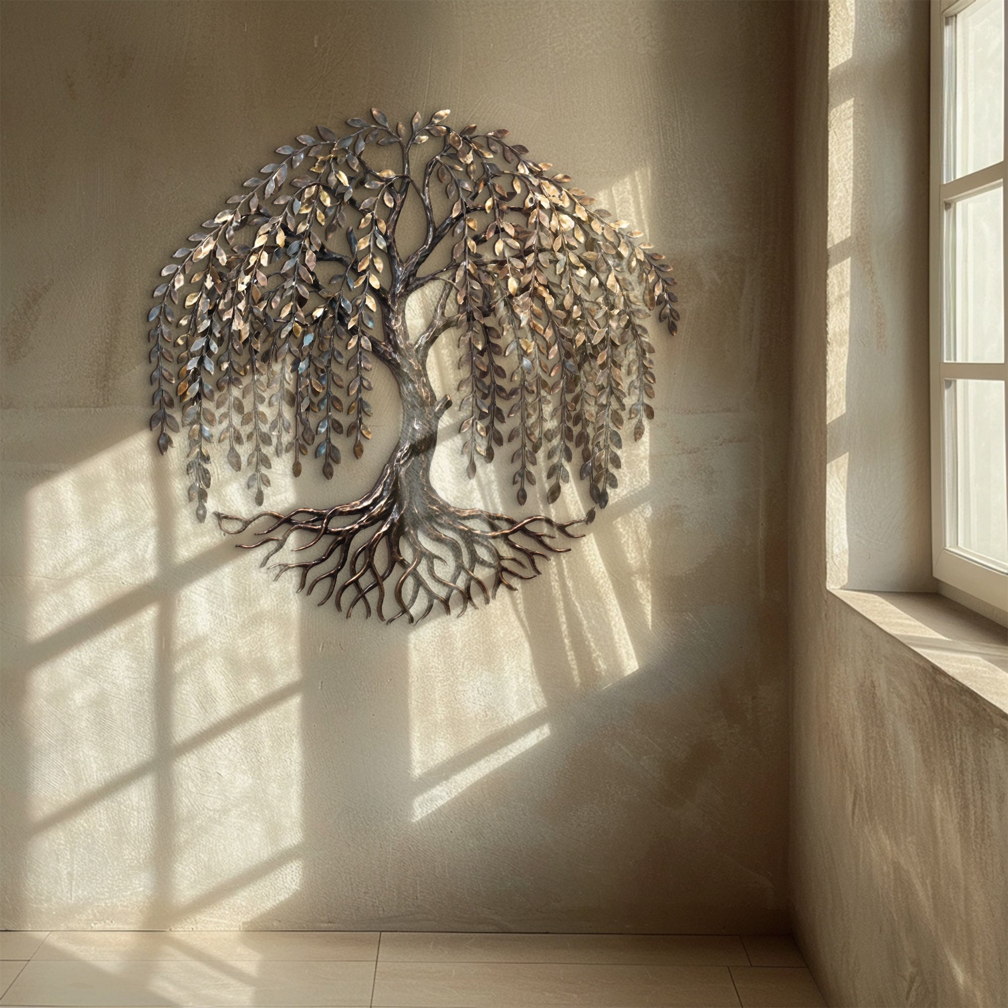 Tree of Life Metal Wall Art – Rustic Nature UV Printed Aluminum Decor for Living Room Garden Wall Decor