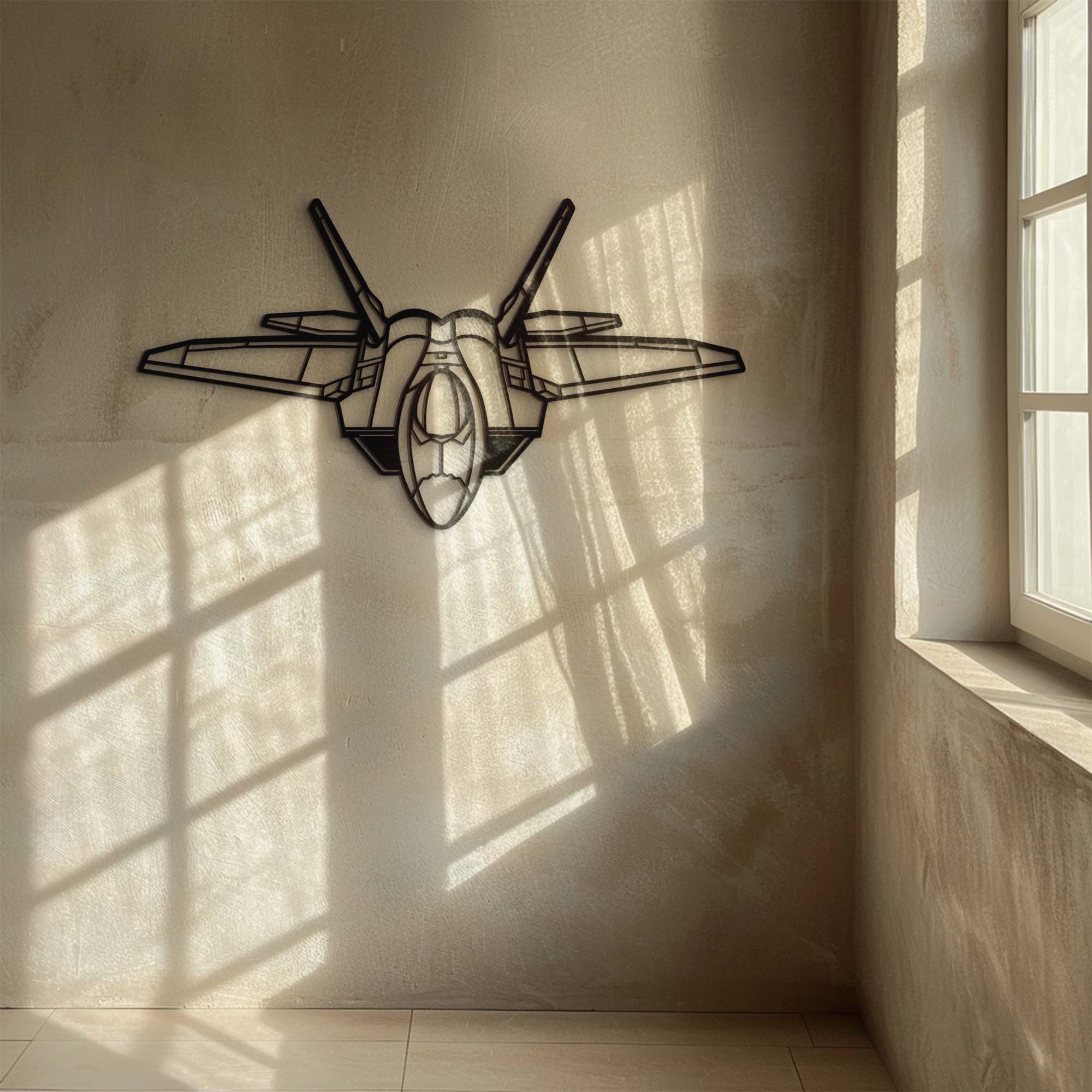 Fighter Jet Wall Art – Minimalist Aviation UV Printed Aluminum Decor for Indoor Outdoor Wall Display