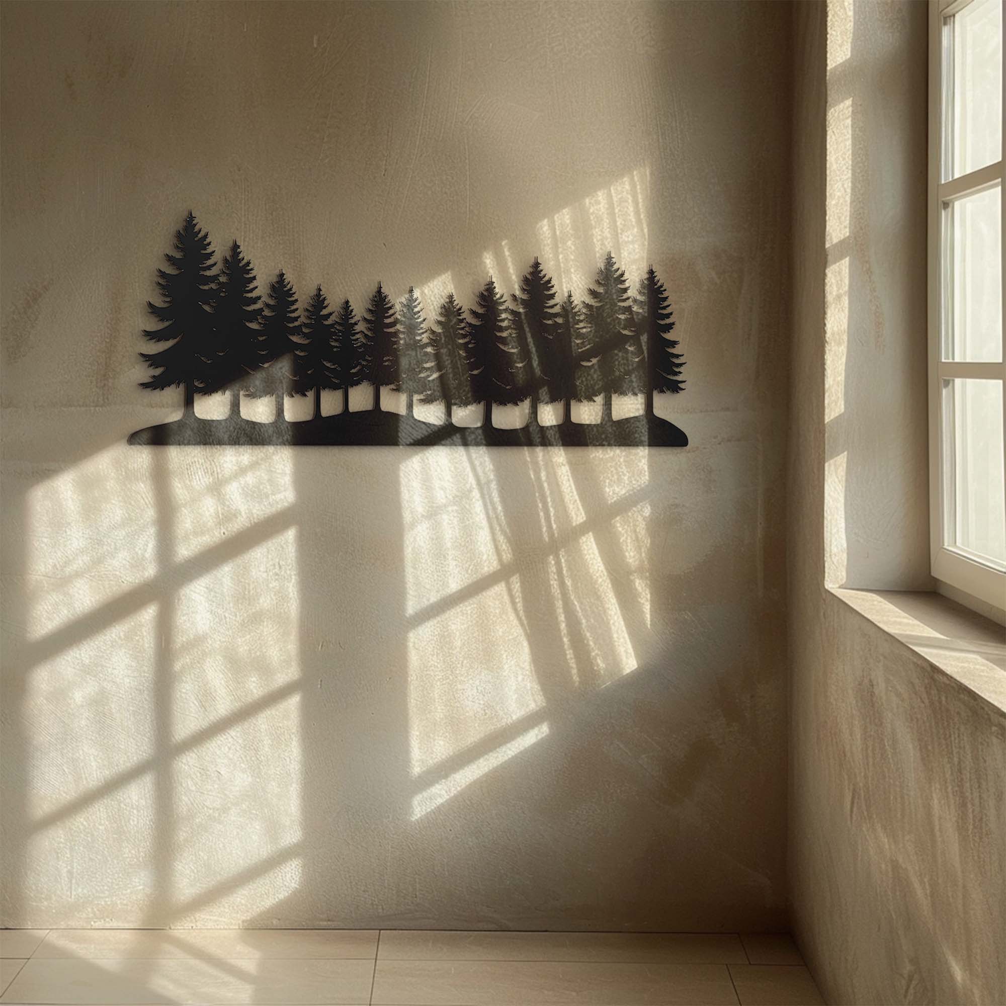 Pine Forest Wall Art – Rustic Nature Silhouette UV Printed Aluminum Decor for Indoor Outdoor Wall Display