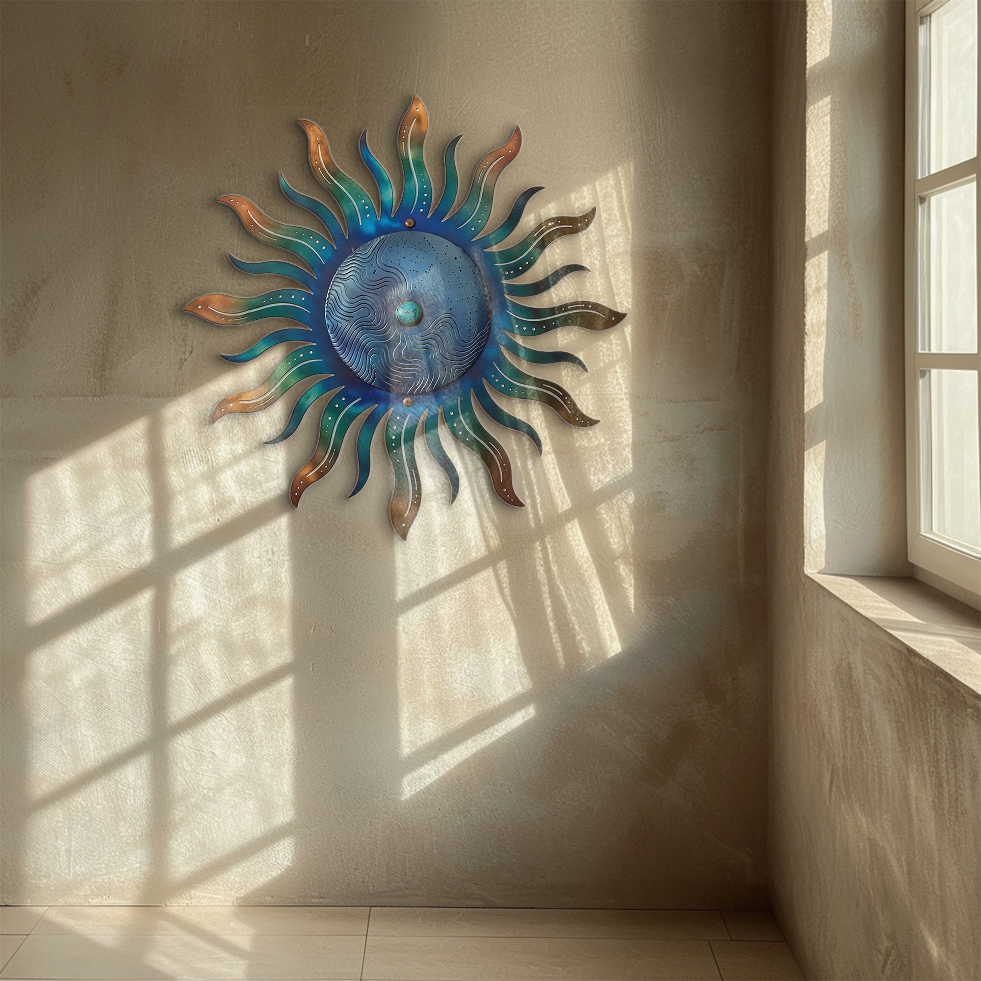 Sun Metal Wall Art – Boho Coastal Wall Decor for Home Space