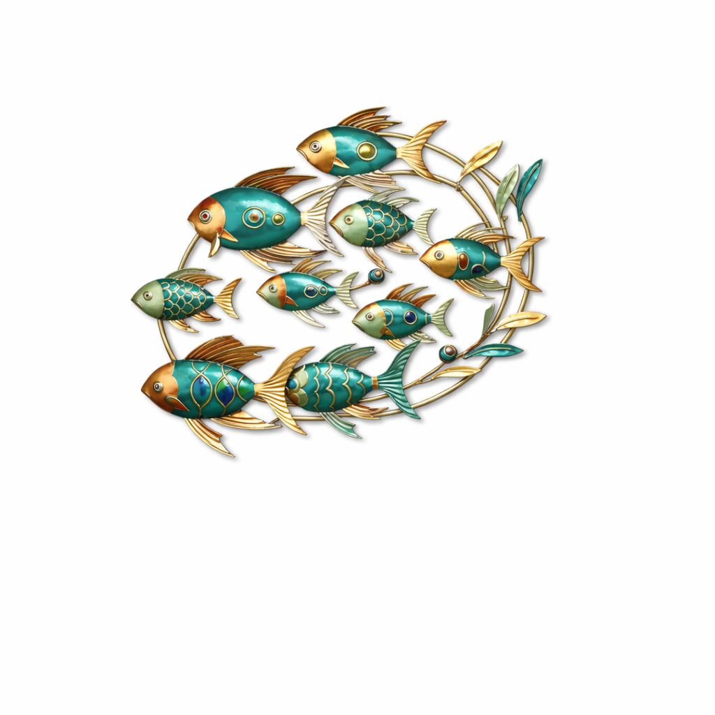Fish Metal Wall Art – Coastal Modern Aluminum Wall Decor for Living Room