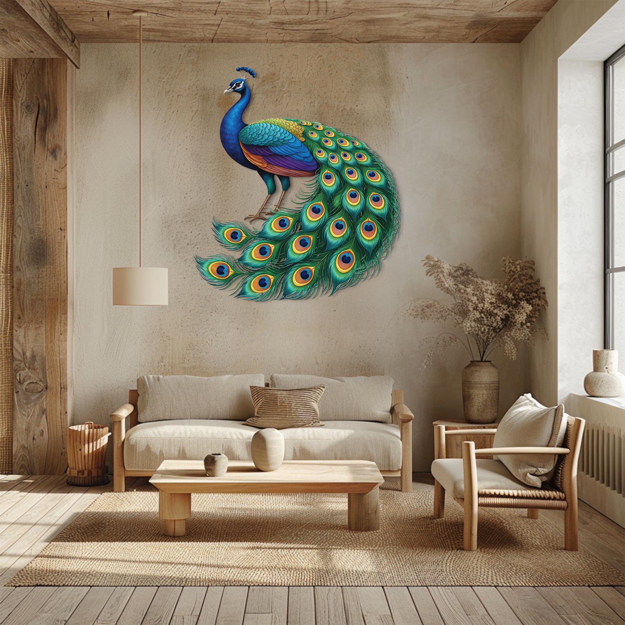 Peacock Wall Art – Vibrant Tropical Style Aluminum Wall Decor for Home