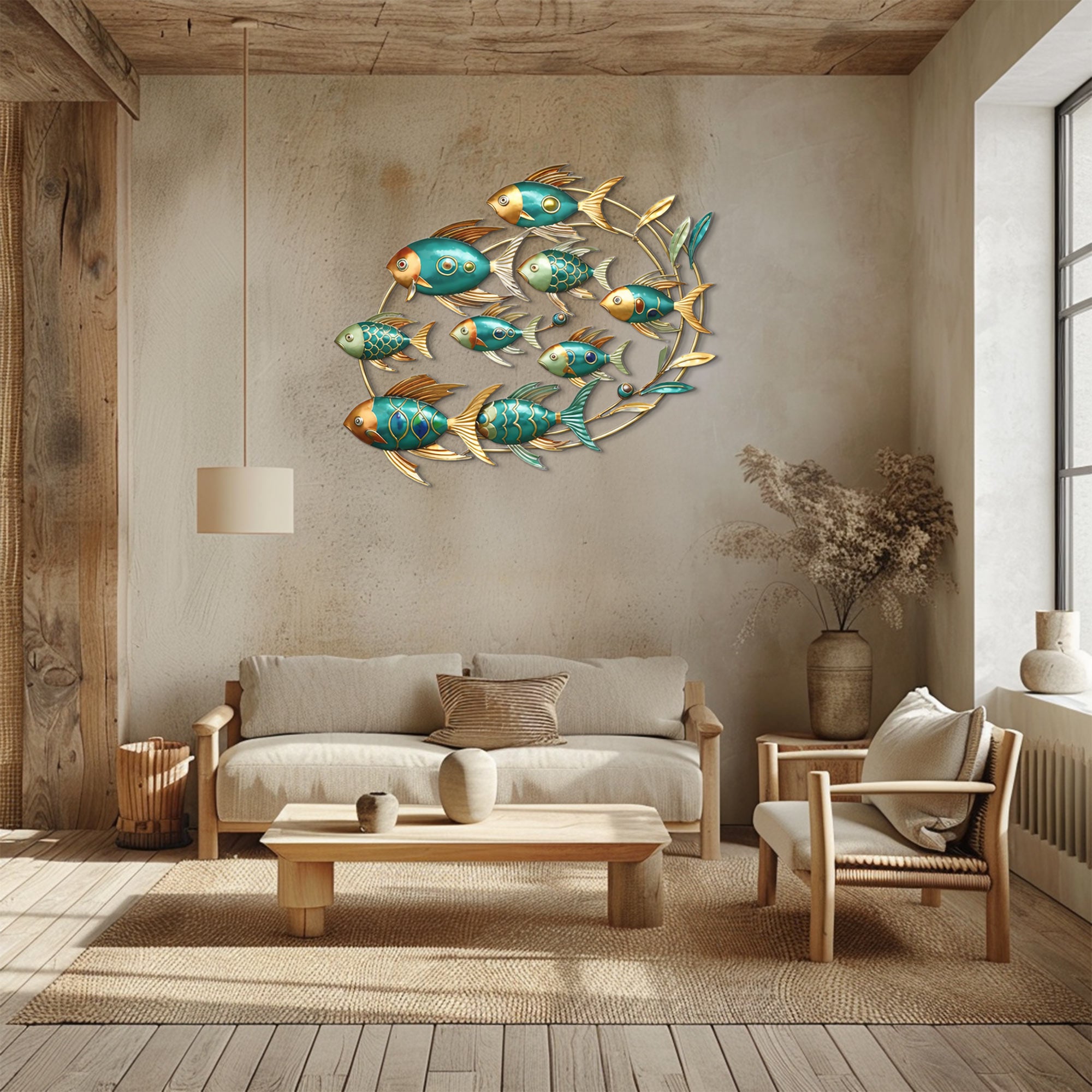 Fish Metal Wall Art – Coastal Modern Aluminum Wall Decor for Living Room