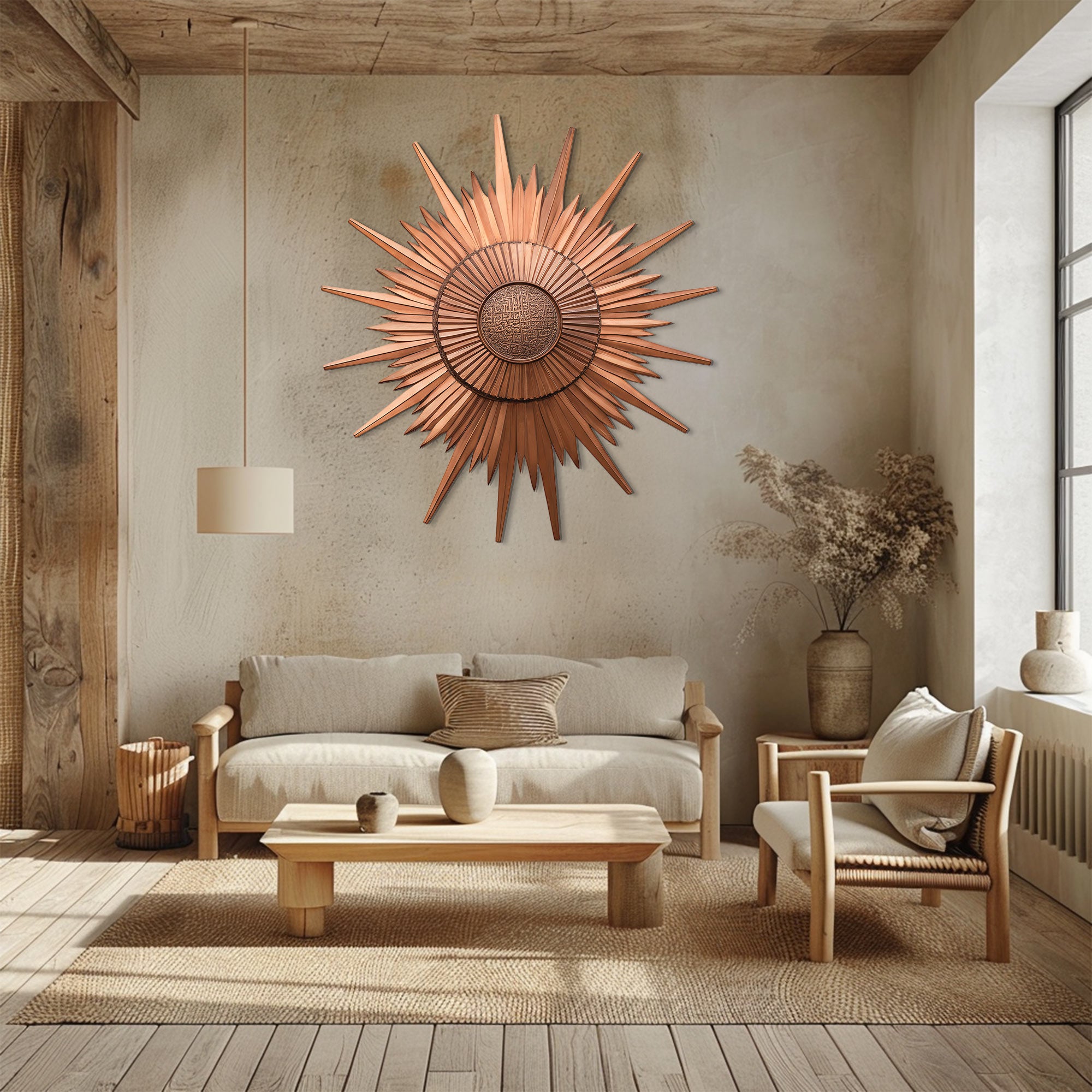 Sunburst Metal Wall Art – Modern Geometric Aluminum Wall Decor for Living Room