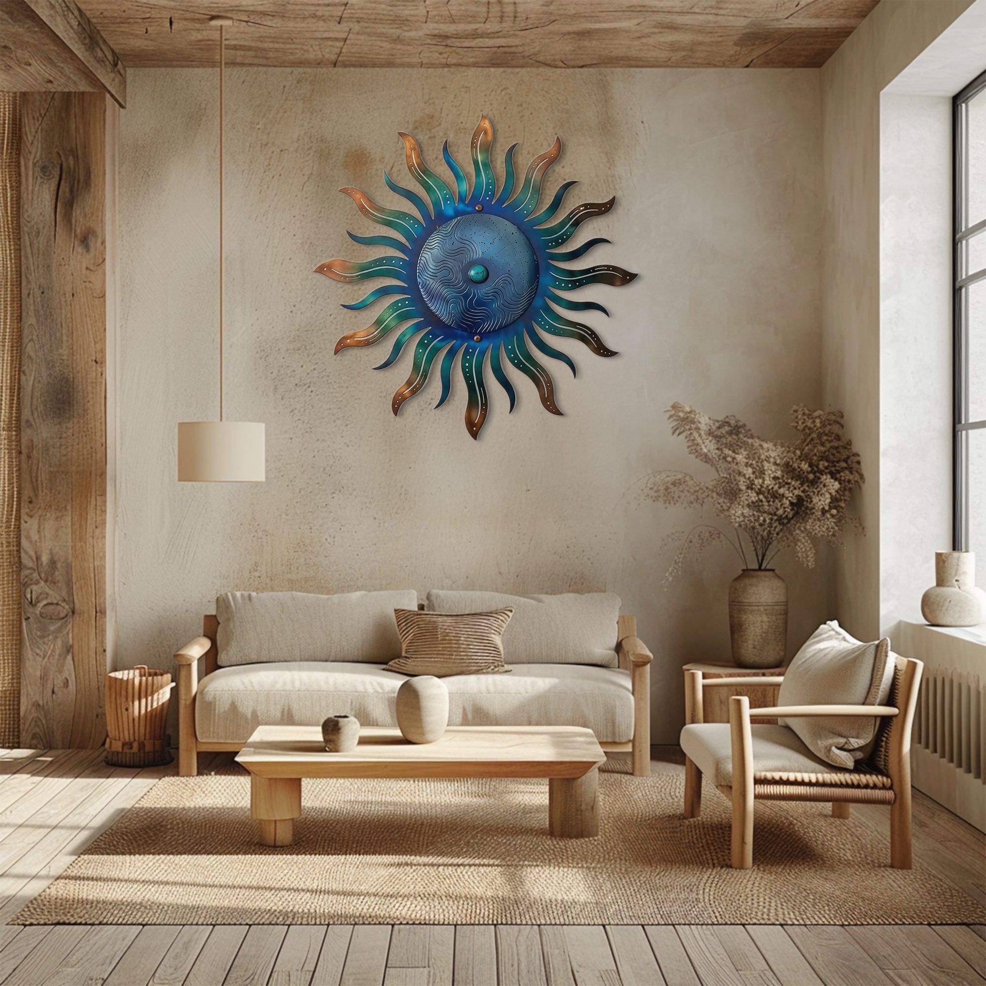 Sun Metal Wall Art – Boho Coastal Wall Decor for Home Space
