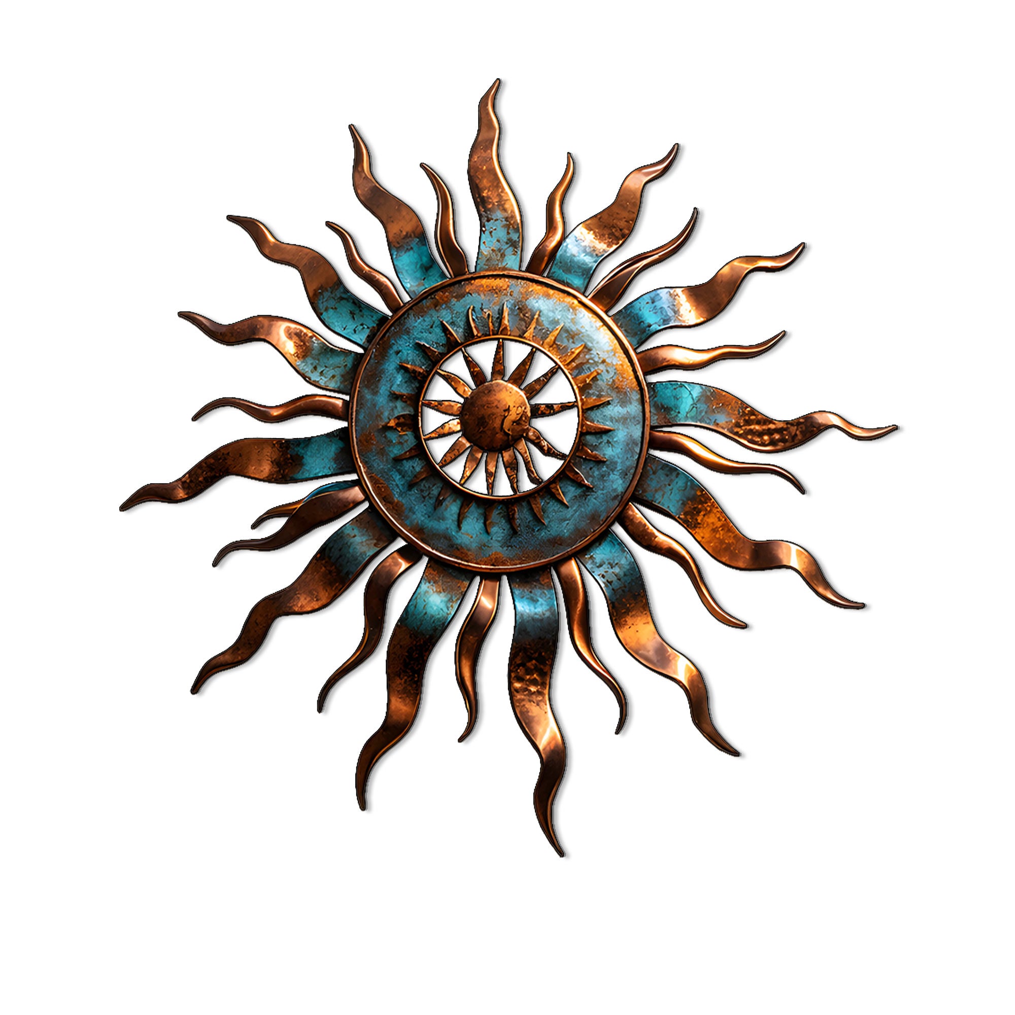 Sun Metal Wall Art – Boho Aluminum UV Printed Wall Decor for Indoor Outdoor Space