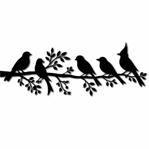 Birds On Branch Metal Wall Art – Minimalist Nature Silhouette UV Printed Aluminum Decor for Living Room Wall