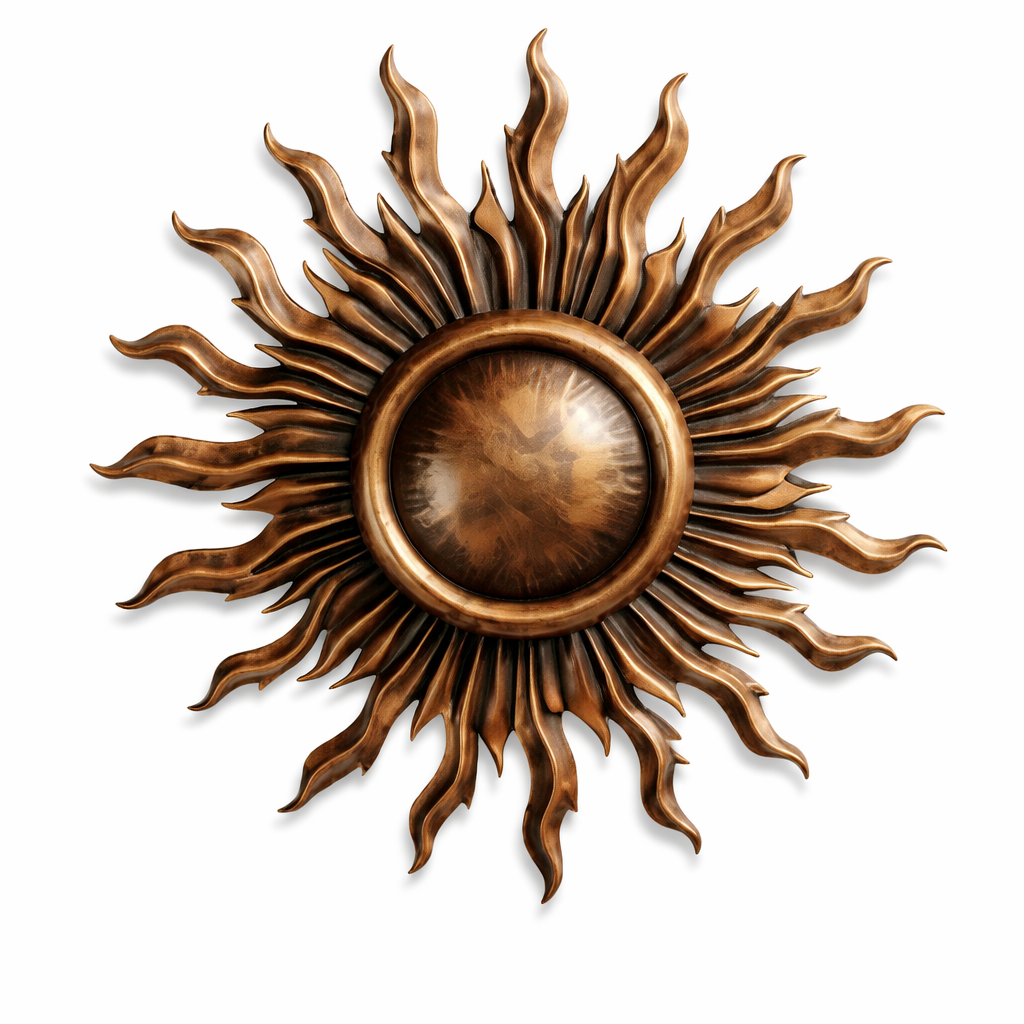 Sun Metal Wall Art – Modern Bronze Aluminum Wall Decor for Living Room