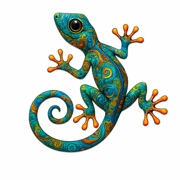 Gecko Wall Art – Boho Tropical UV Printed Aluminum Decor for Indoor Outdoor Wall Display