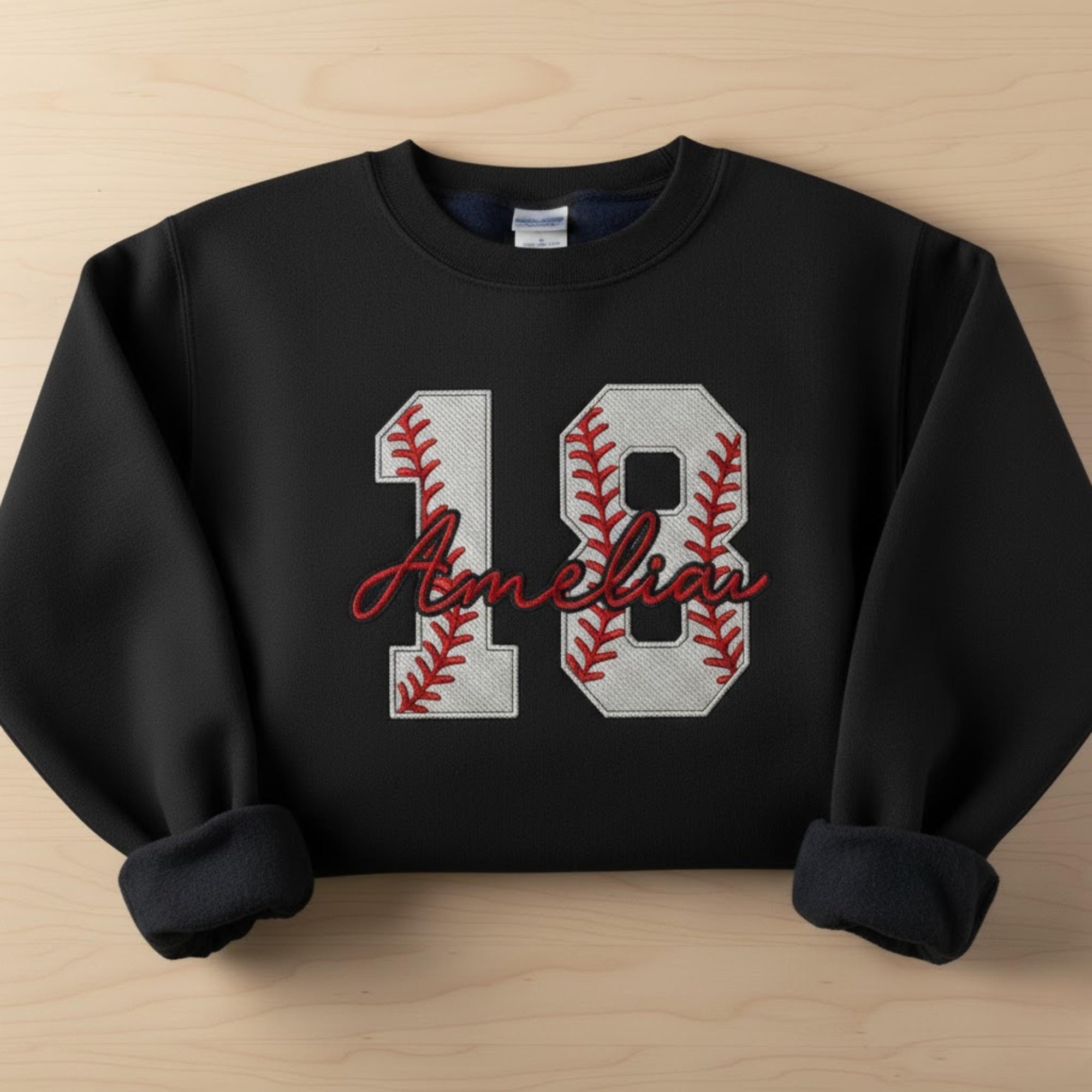 Personalized Baseball Embroidered Sweatshirt Custom Player Number Crewneck Baseball Mom Gift Preppy Team Spirit Outfit