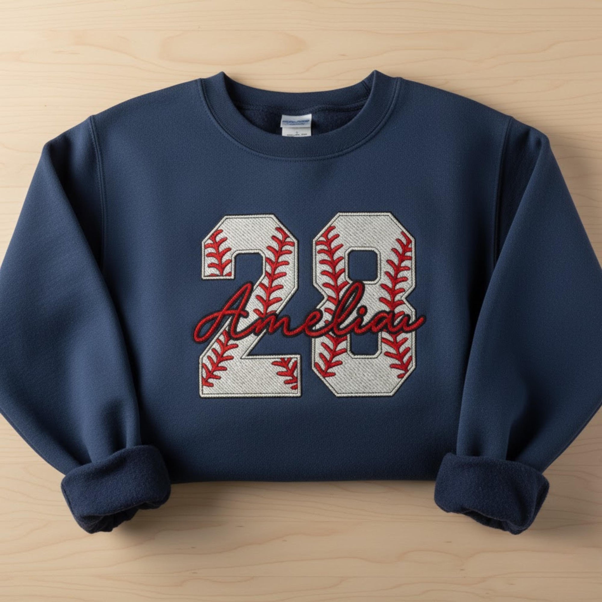 Personalized Baseball Embroidered Sweatshirt Custom Player Number Crewneck Baseball Mom Gift Preppy Team Spirit Outfit