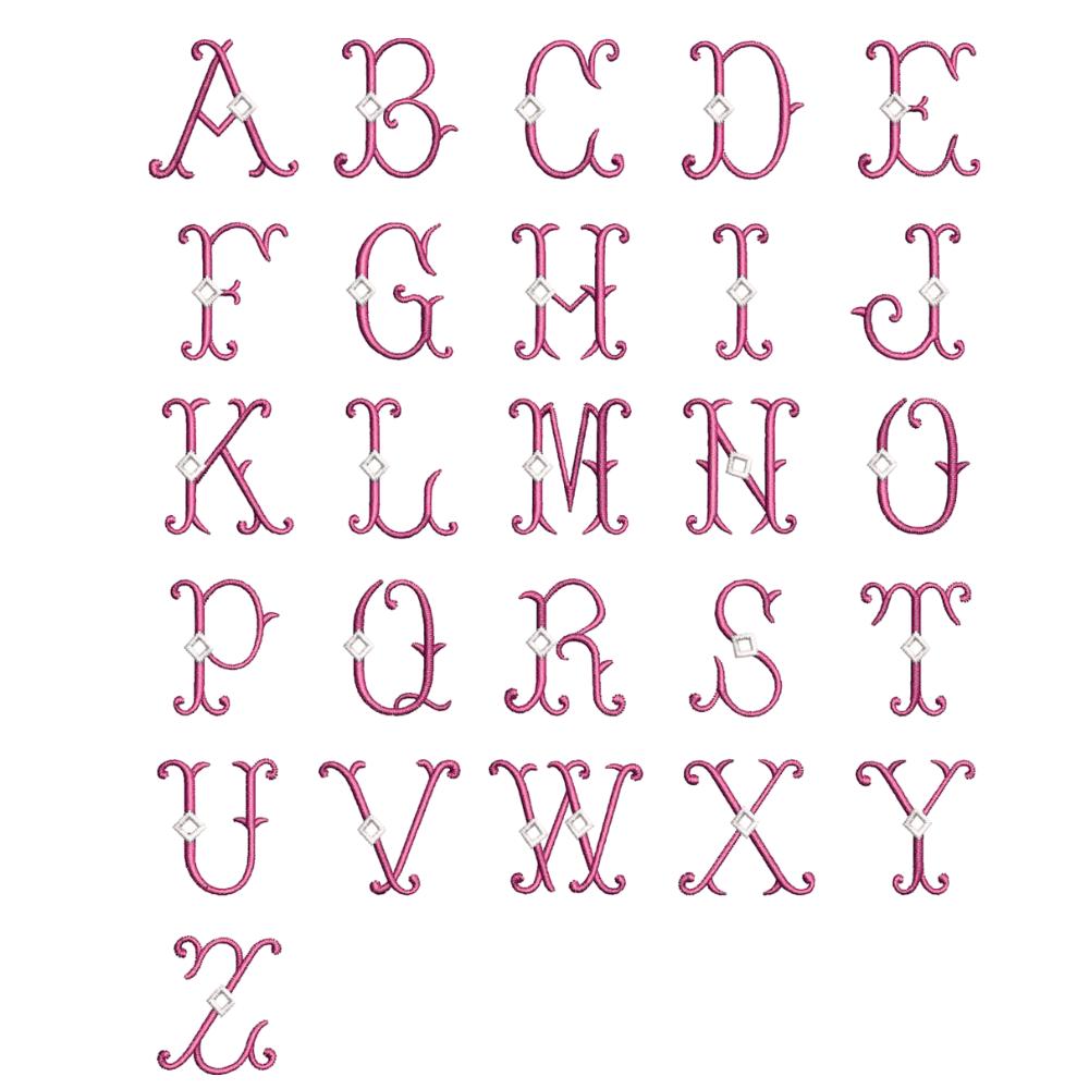 Diamond Monogram Embroidery Monogram Designs In 6 Sizes, Fancy Font Embroidery, Instant Download BX Font | PES + 11 other