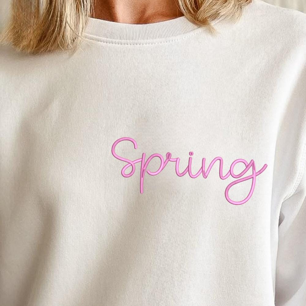 Spring Bloom Cursive Machine Embroidery Font, Monogram Script Alphabet, Satin Stitch, PES DST, Signature Font, 6 Sizes, Instant Download