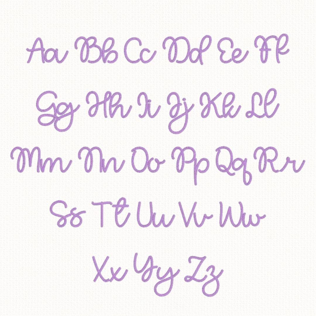 Spring Bloom Cursive Machine Embroidery Font, Monogram Script Alphabet, Satin Stitch, PES DST, Signature Font, 6 Sizes, Instant Download