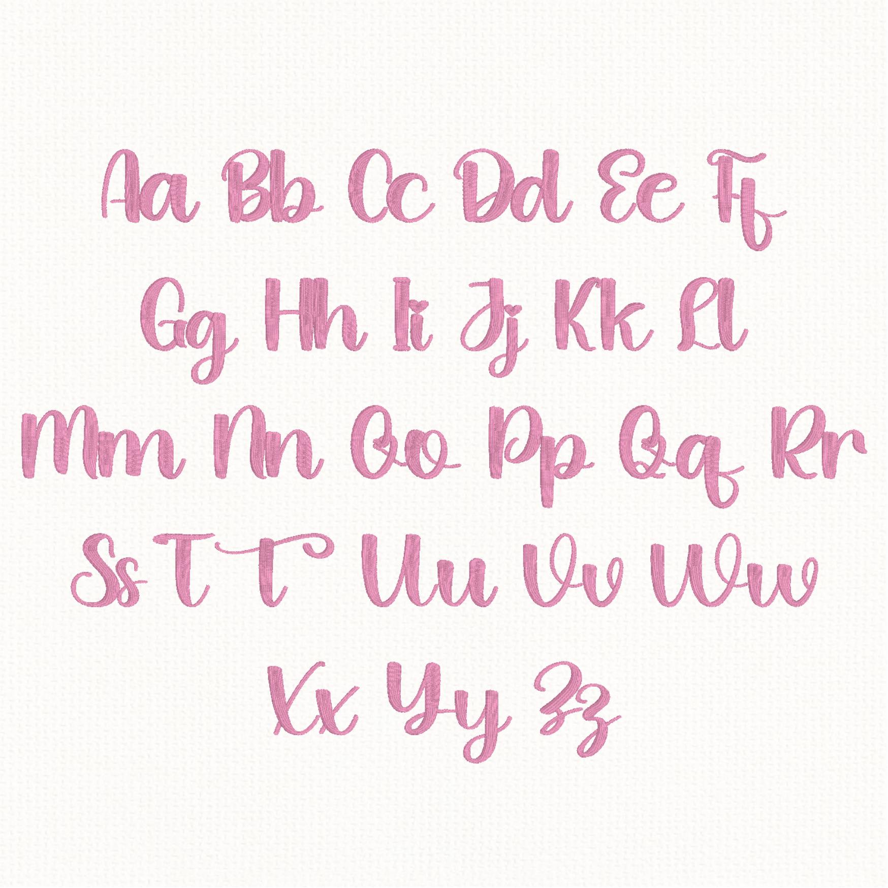 Darling Font Embroidery, Heart Satin Embroidery Font: Thin Script Alphabet (BX Included, Instant Download)