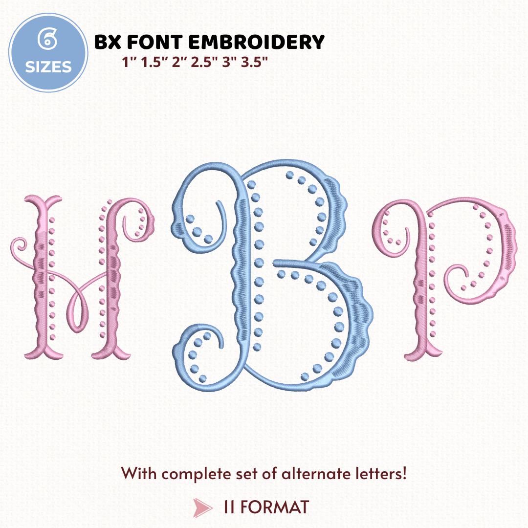 Monogram Fishtail Embroidery Monogram Family Designs In 6 Sizes, Instant Download BX Font | PES + 11 other formats for Embroidery Machines
