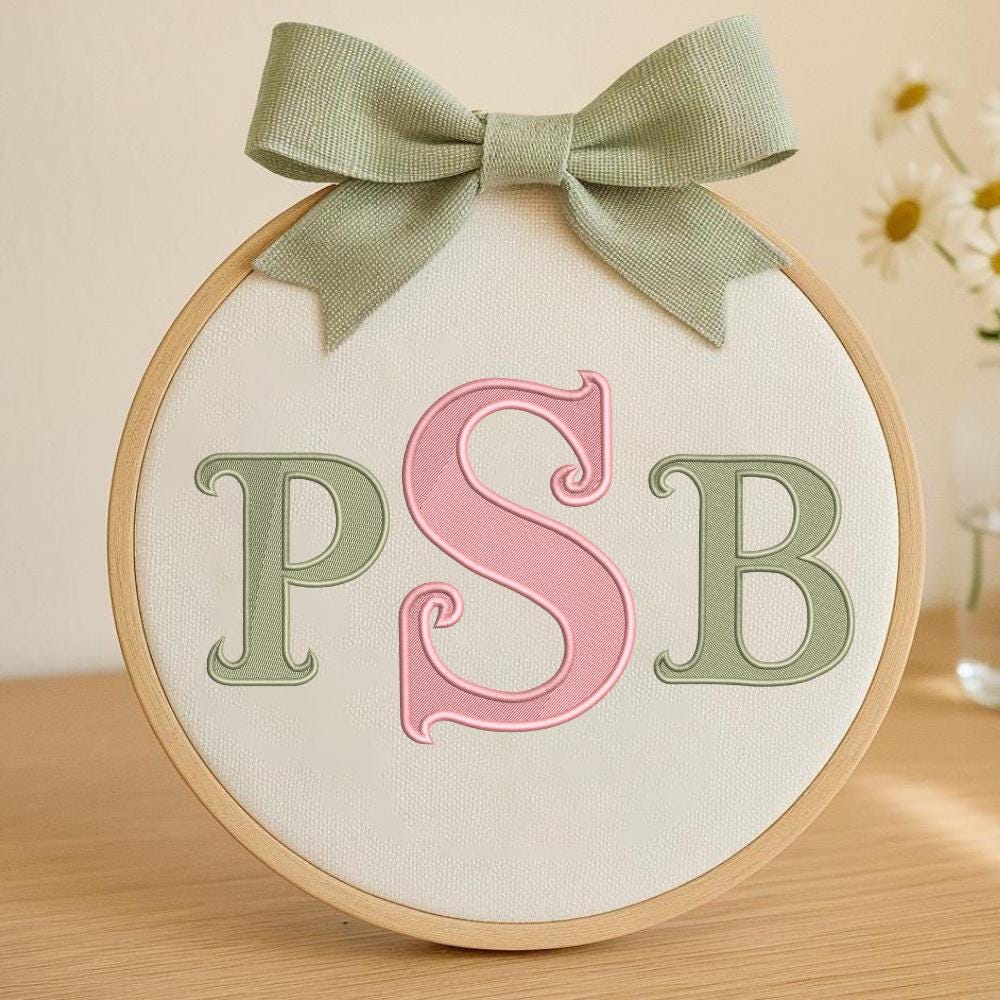 Monogram Fishtail Embroidery,  Monogram Family Designs In 4 Sizes, Instant Download BX Font | PES + 11 other formats for Embroidery Machines
