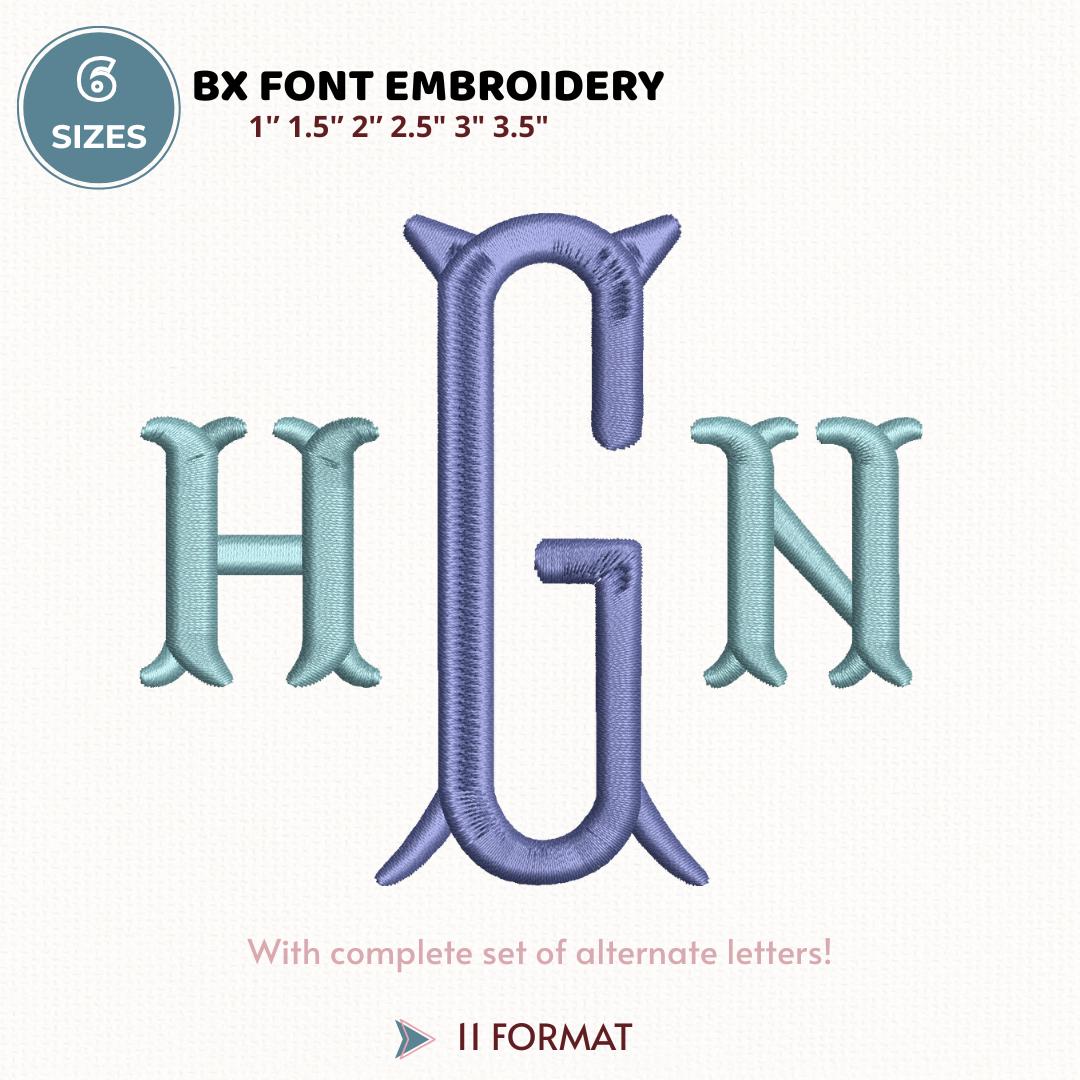 Monogram Fishtail Embroidery,  Fishtail Embroidery Monogram, Instant Download BX Font | PES + 11 other formats for Embroidery Machines
