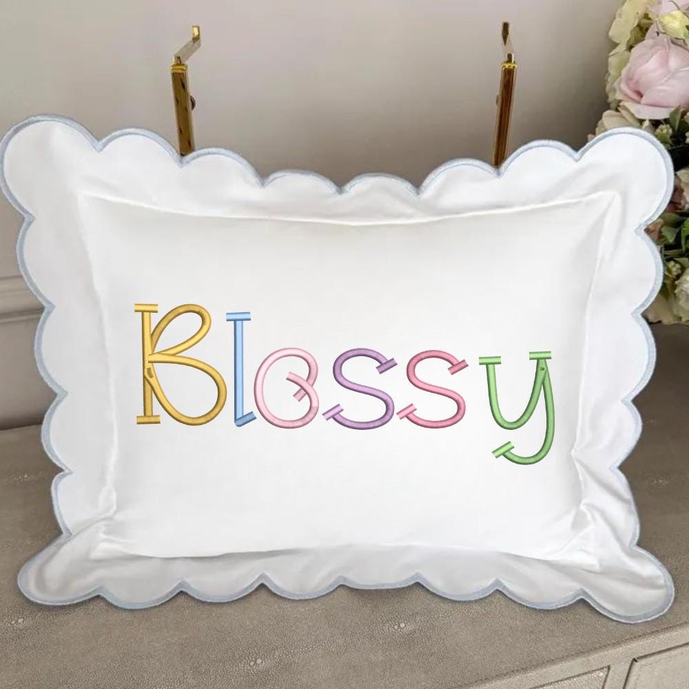 Blossy Satin Embroidery Font, Thin Script (BX Included, Instant Download)