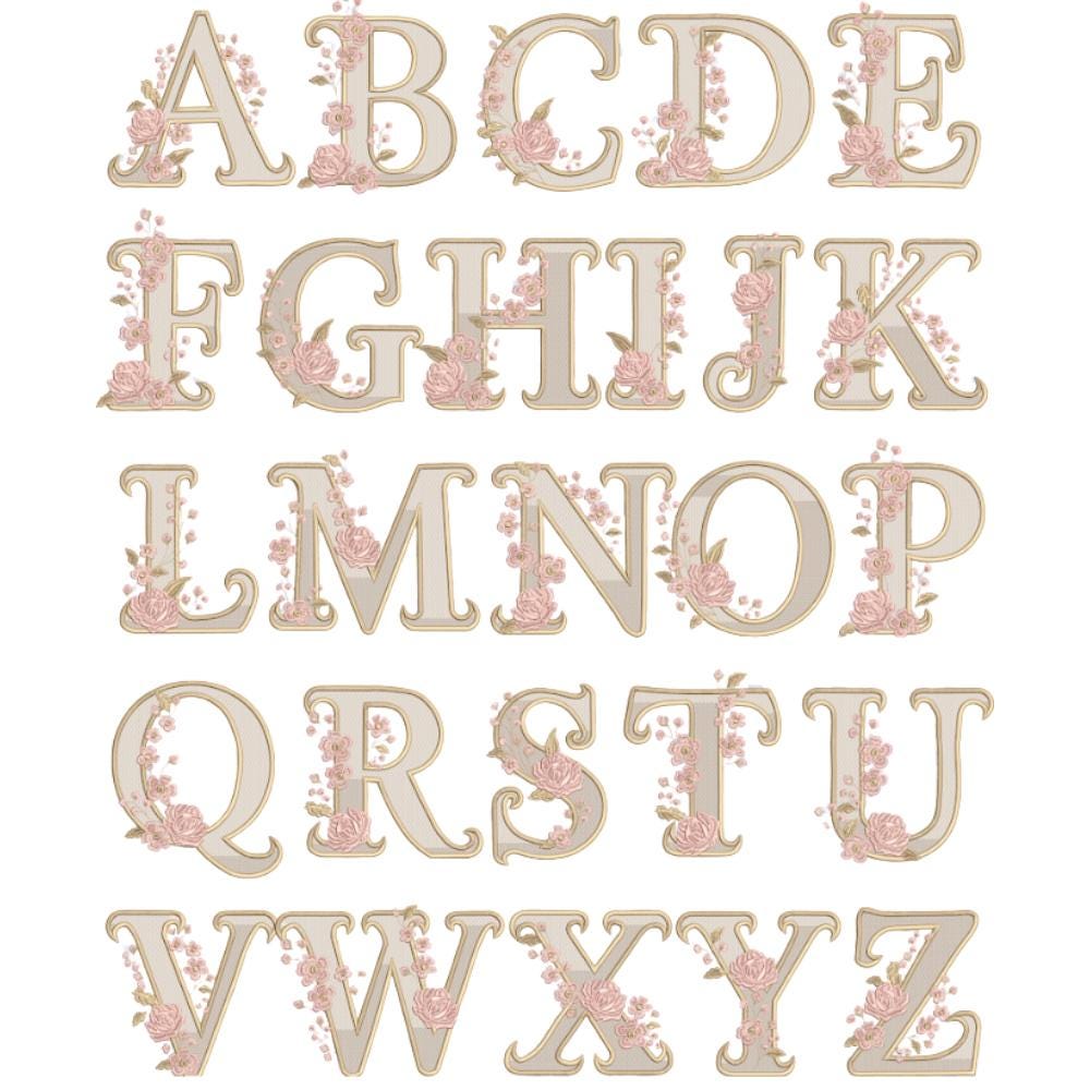 Floral  Satin Embroidery Font, Thin Script (BX Included, Instant Download)
