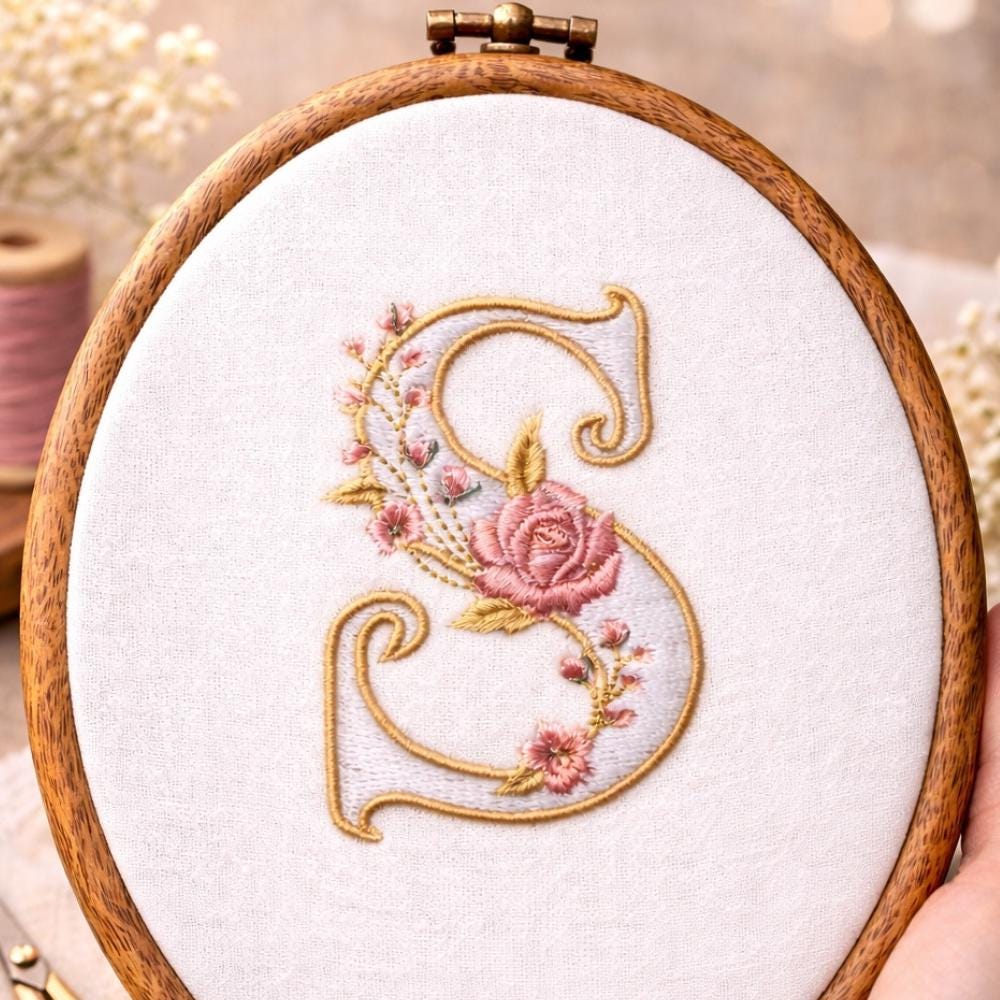Floral  Satin Embroidery Font, Thin Script (BX Included, Instant Download)