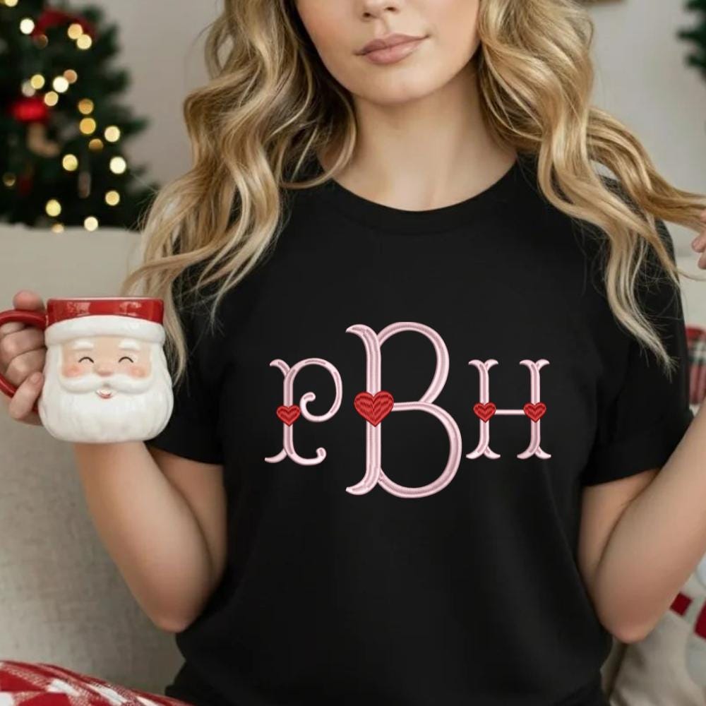 Heart Fishtail Monogram Fishtail Embroidery EmbroideryFont, Instant Download BX Font | PES + 11 other formats for Embroidery Machines